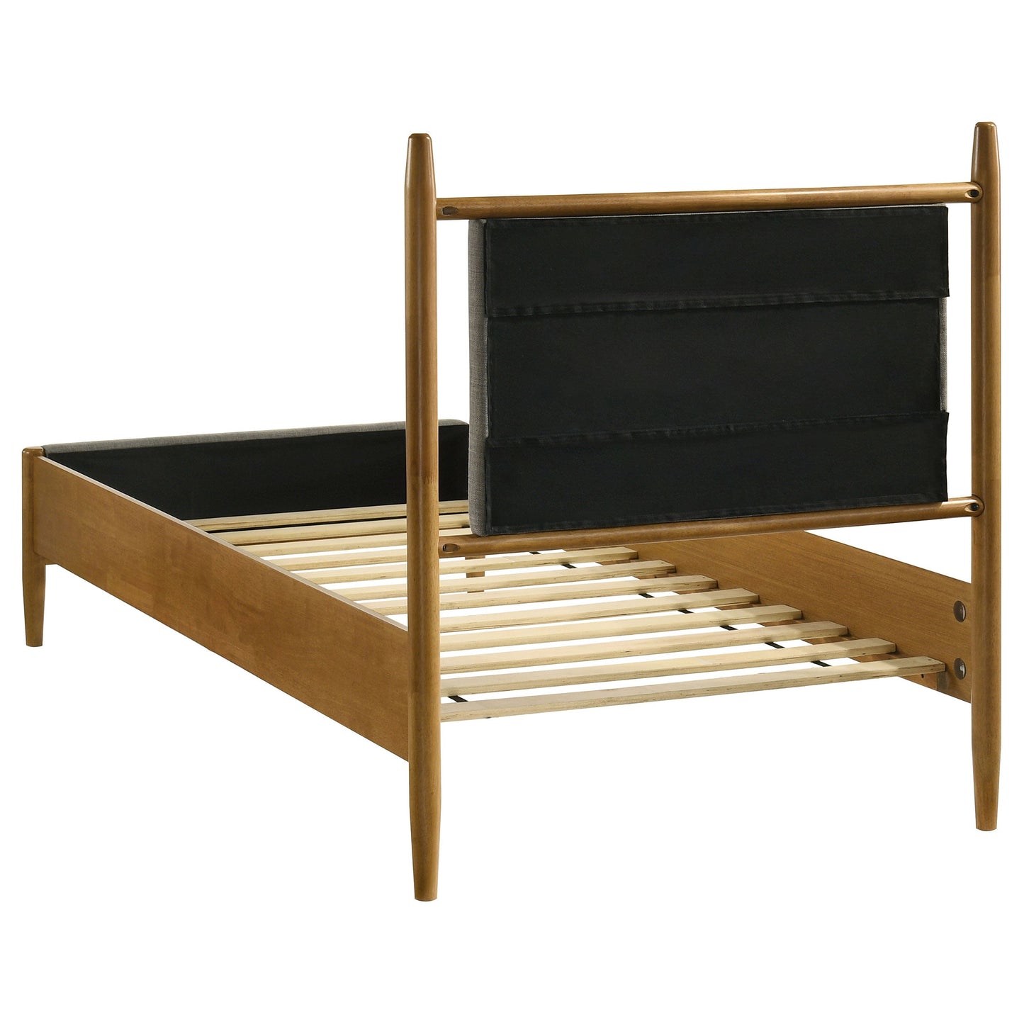 Lit plateforme Mason 46 pouces à panneaux simples, gris et marron clair