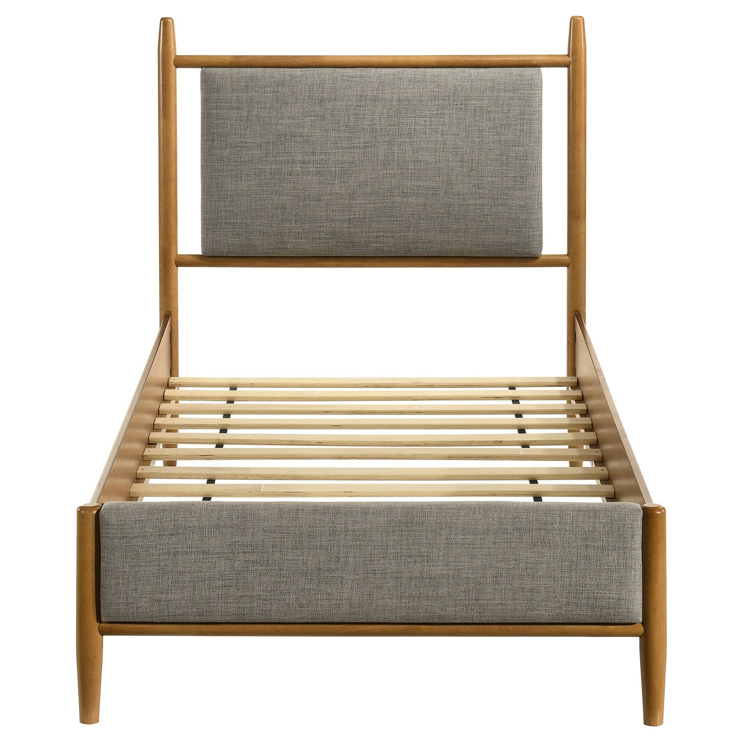 Lit plateforme Mason 46 pouces à panneaux simples, gris et marron clair