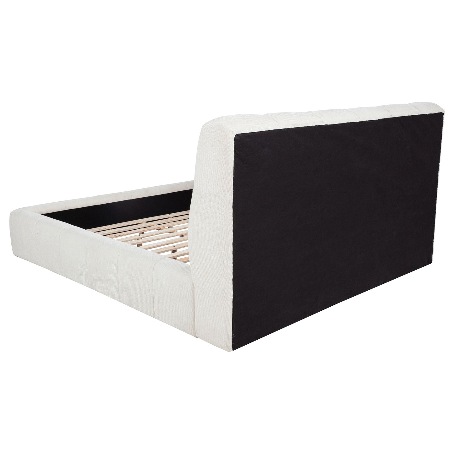 Lit plateforme rembourré Nollet de 48 pouces, couleur crème