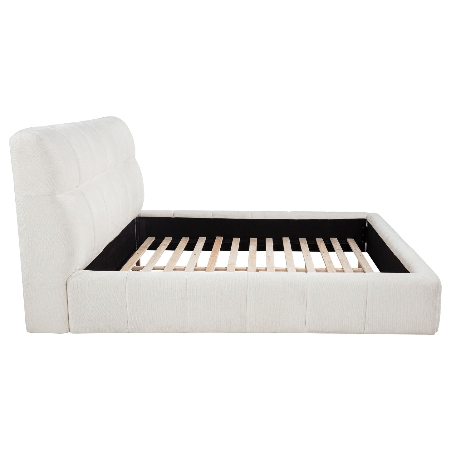 Lit plateforme rembourré Nollet de 48 pouces, couleur crème