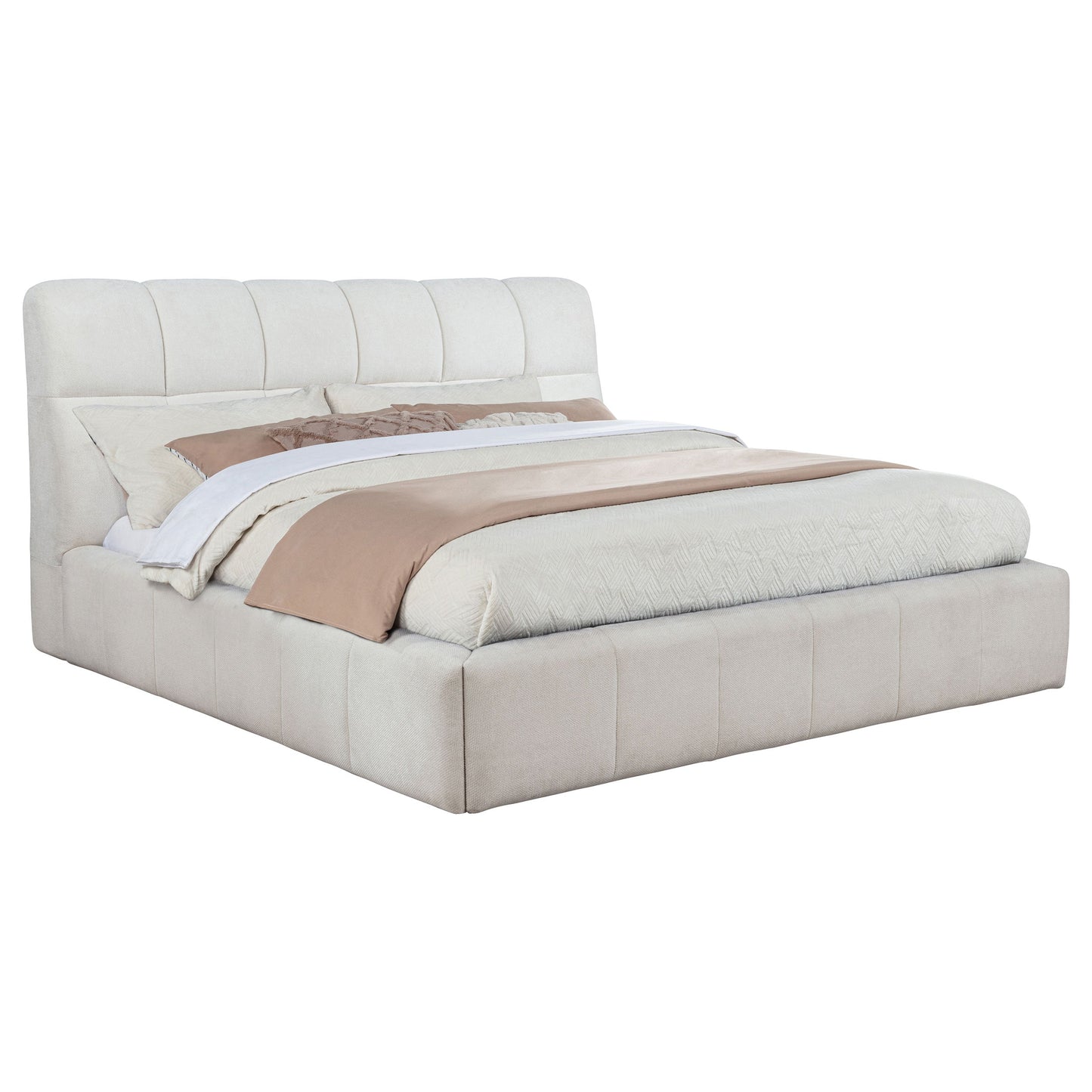 Lit plateforme rembourré Nollet de 48 pouces, couleur crème