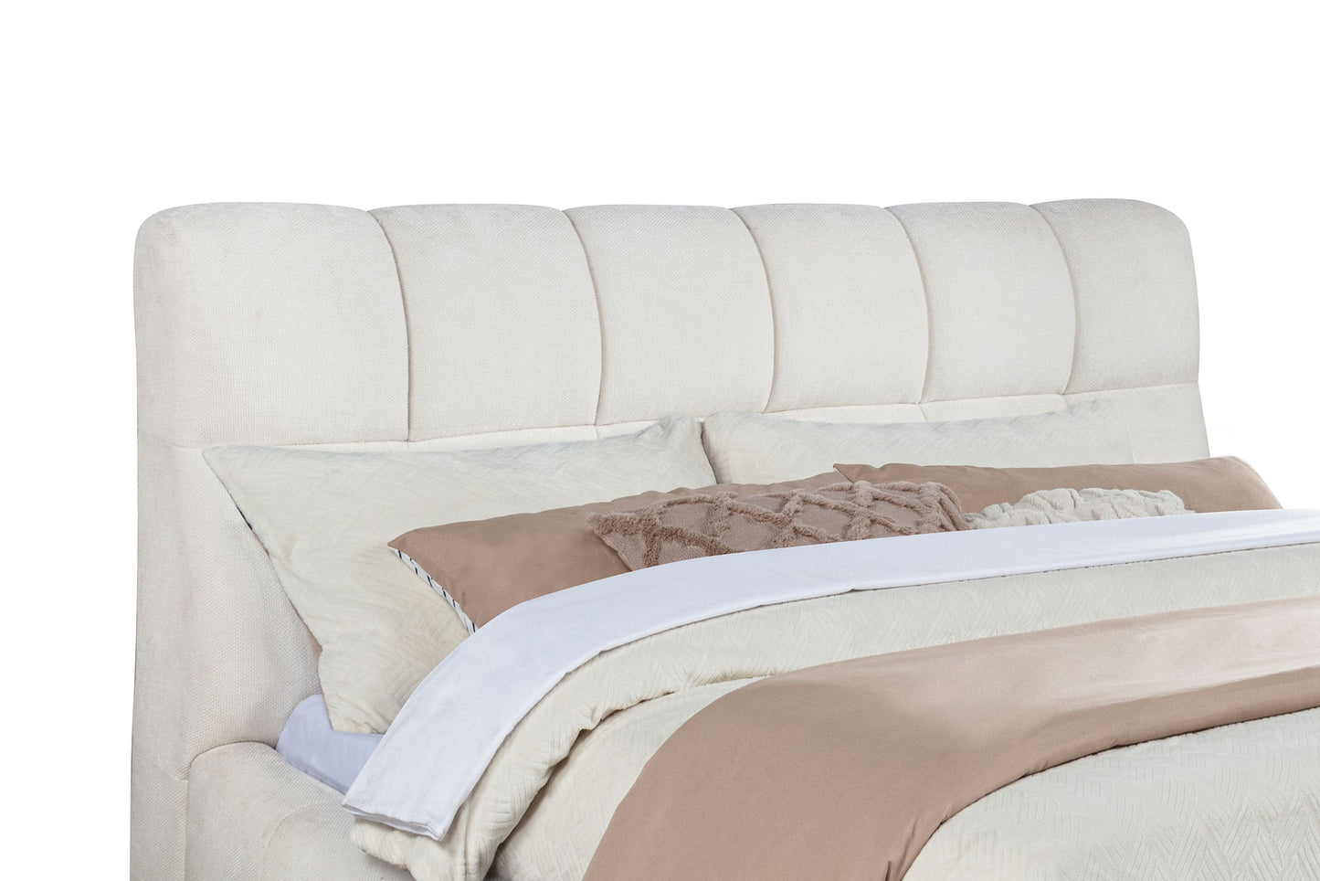 Lit plateforme rembourré Nollet de 48 pouces, couleur crème