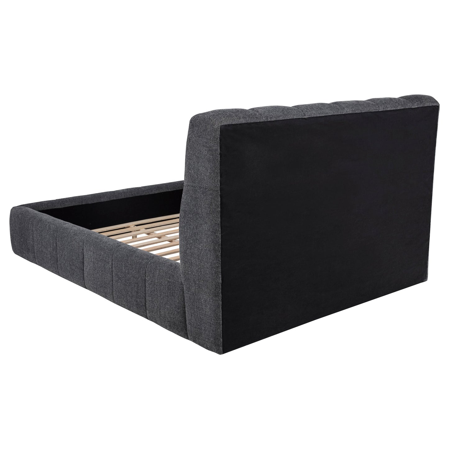 Lit plateforme King size rembourré Nollet de 48 pouces, gris