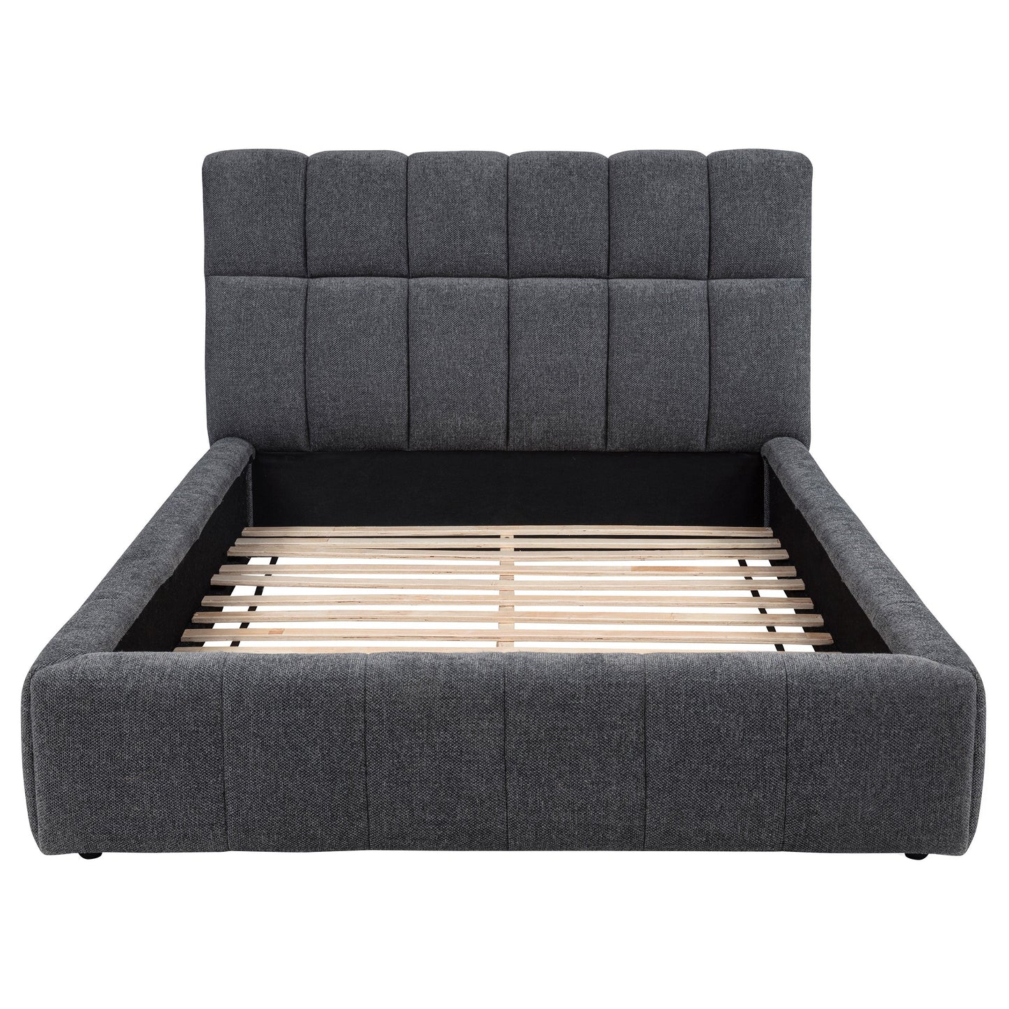 Lit plateforme King size rembourré Nollet de 48 pouces, gris