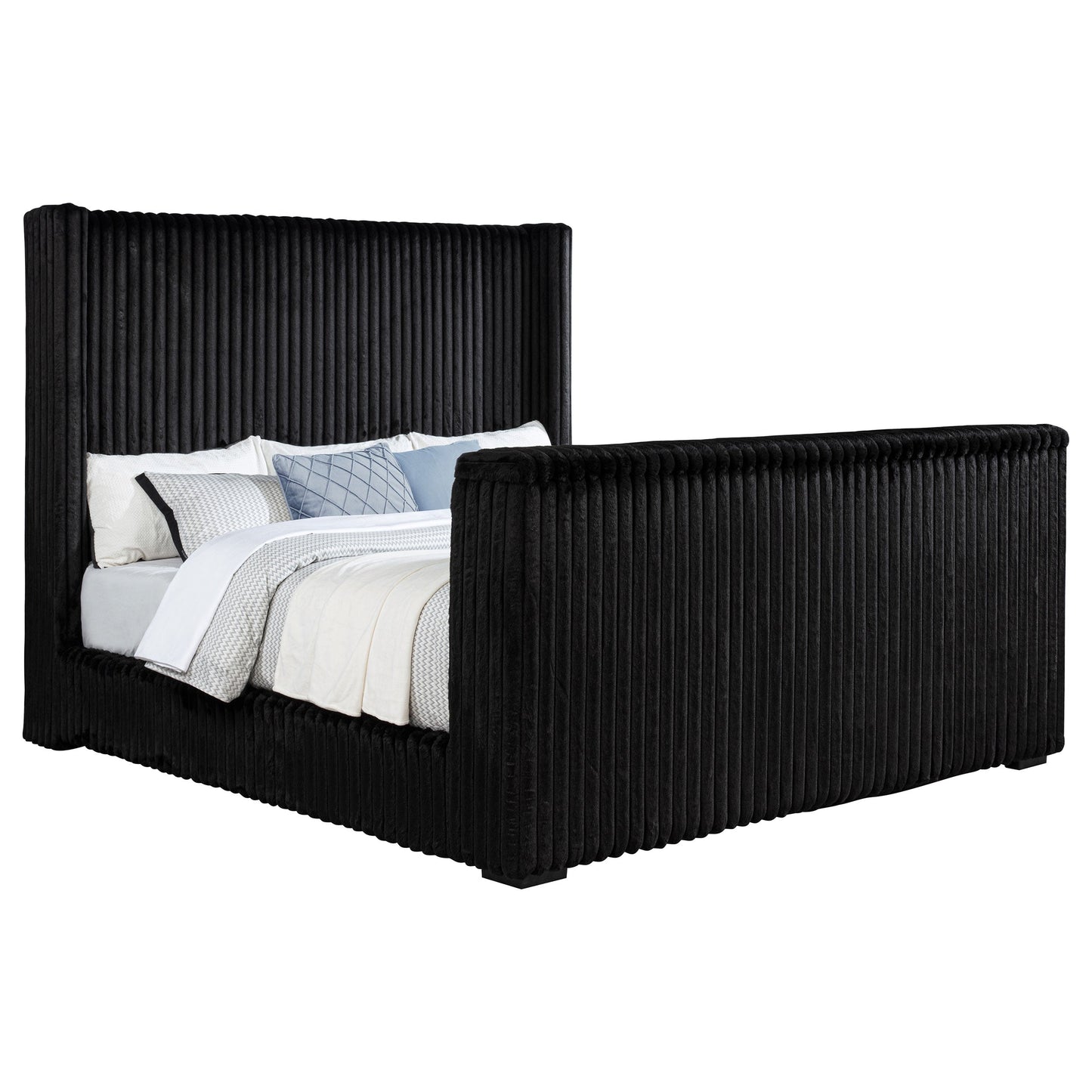 Lit télé rembourré Centergrove Eastern King Wingback noir