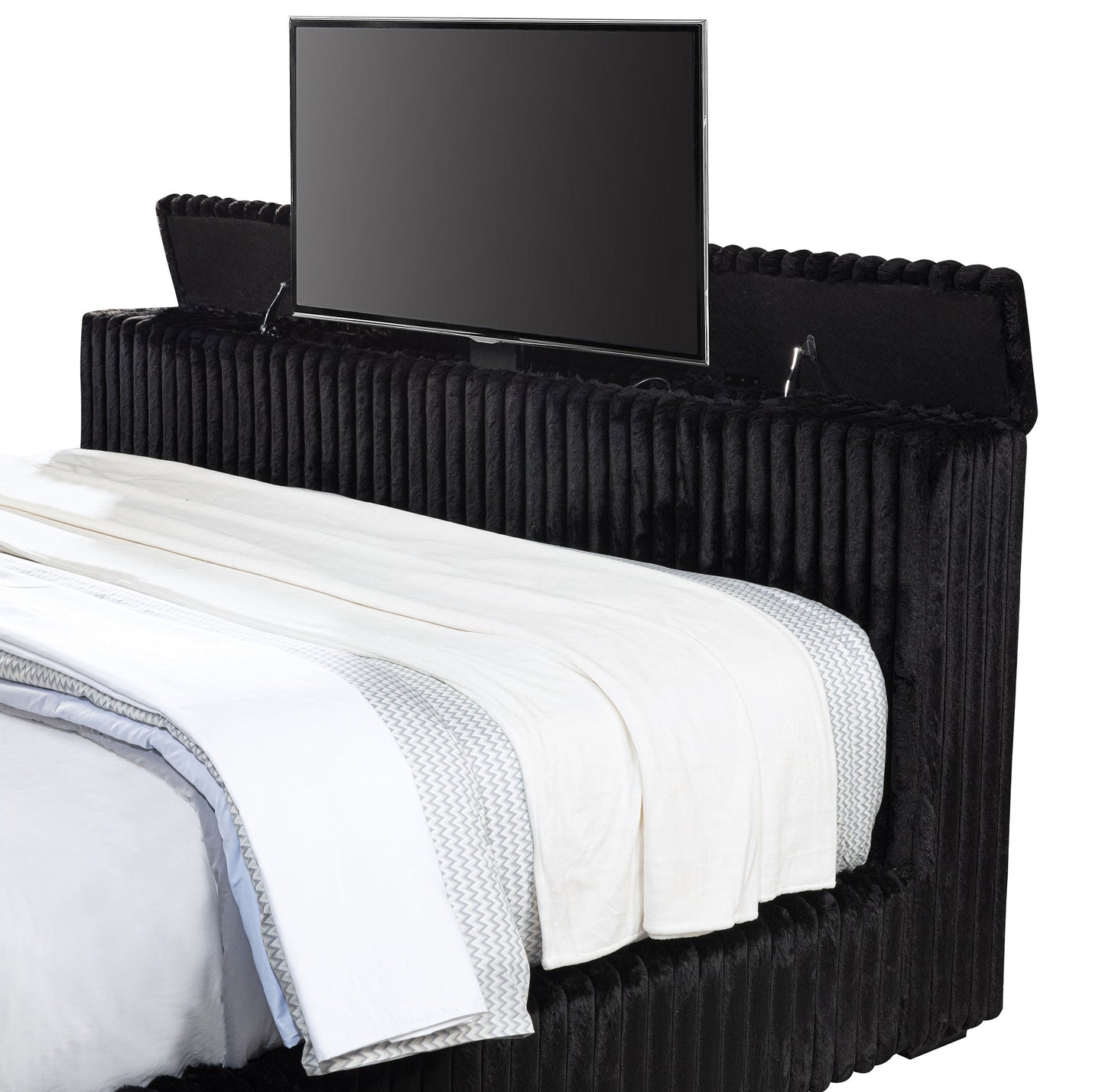 Lit télé rembourré Centergrove Eastern King Wingback noir