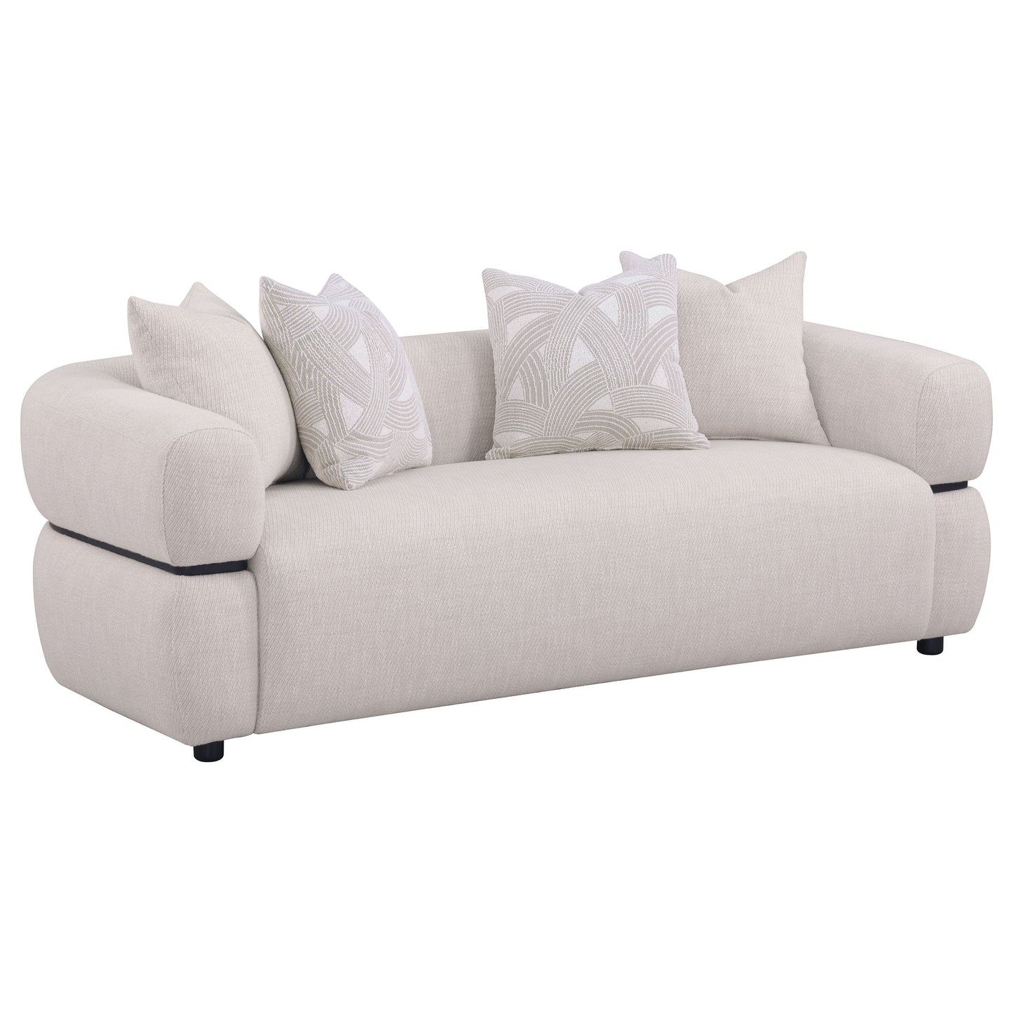 Canapé Jeanette 84 pouces en tissu beige à accoudoirs ronds