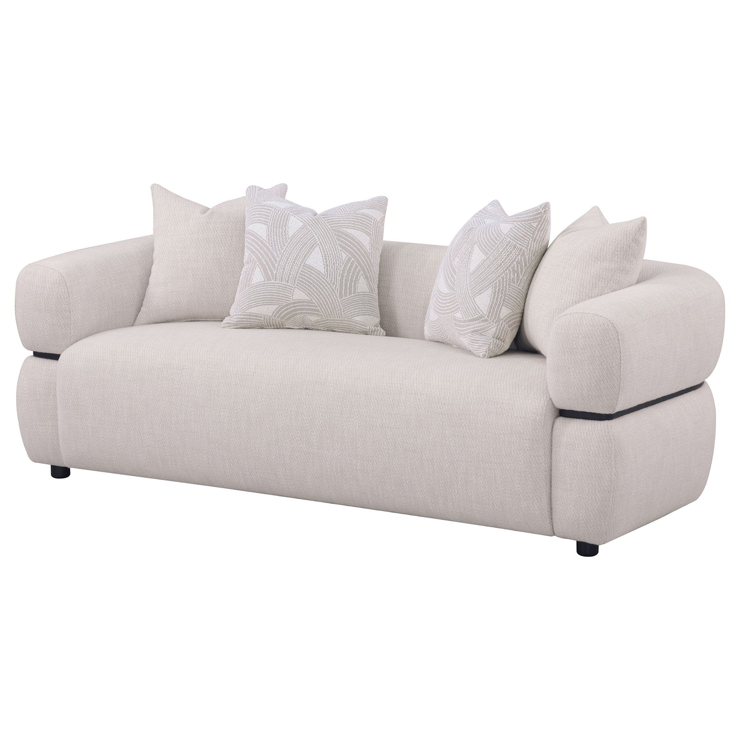 Canapé Jeanette 84 pouces en tissu beige à accoudoirs ronds