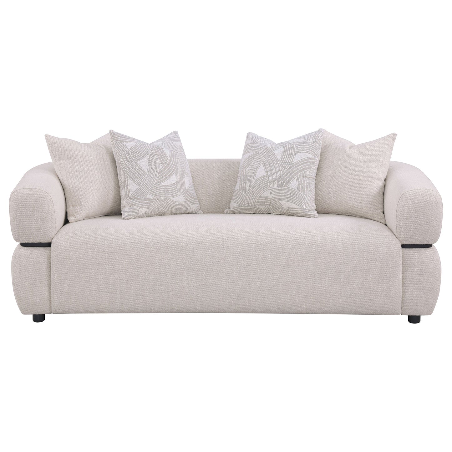 Canapé Jeanette 84 pouces en tissu beige à accoudoirs ronds