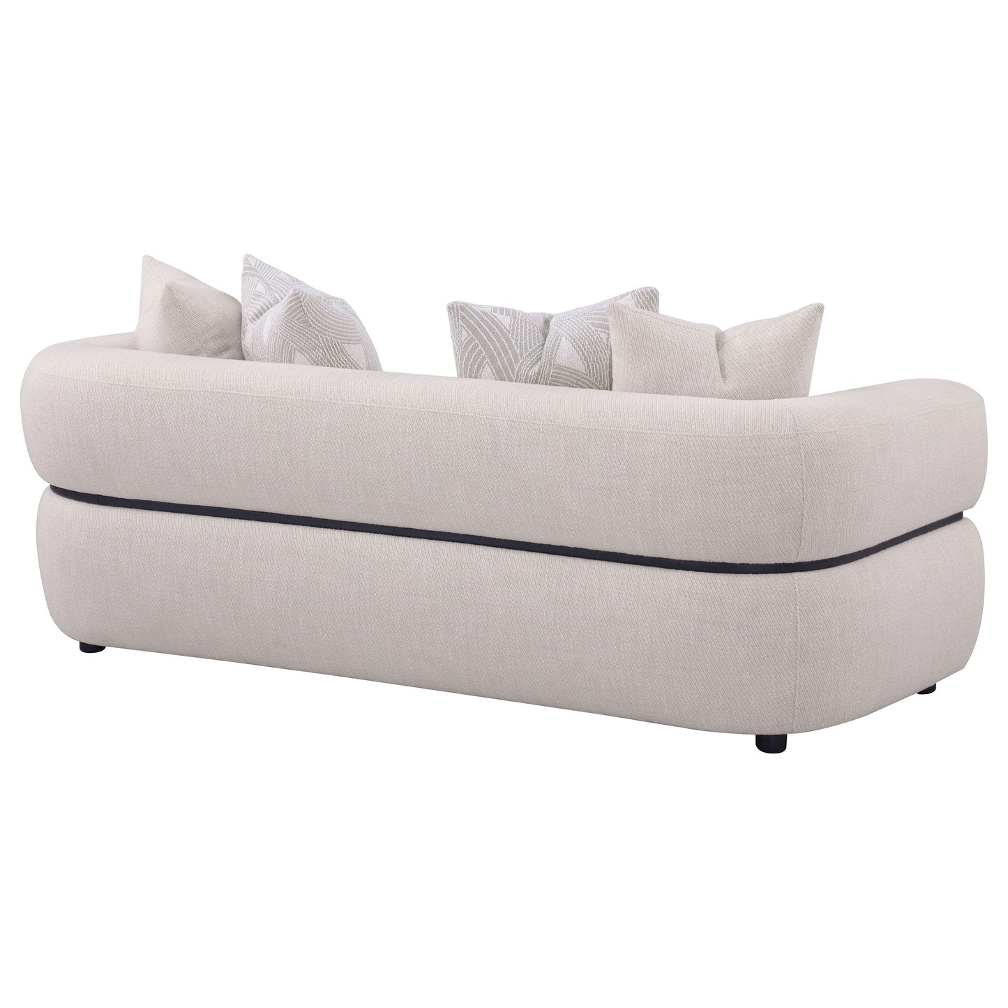 Canapé Jeanette 84 pouces en tissu beige à accoudoirs ronds