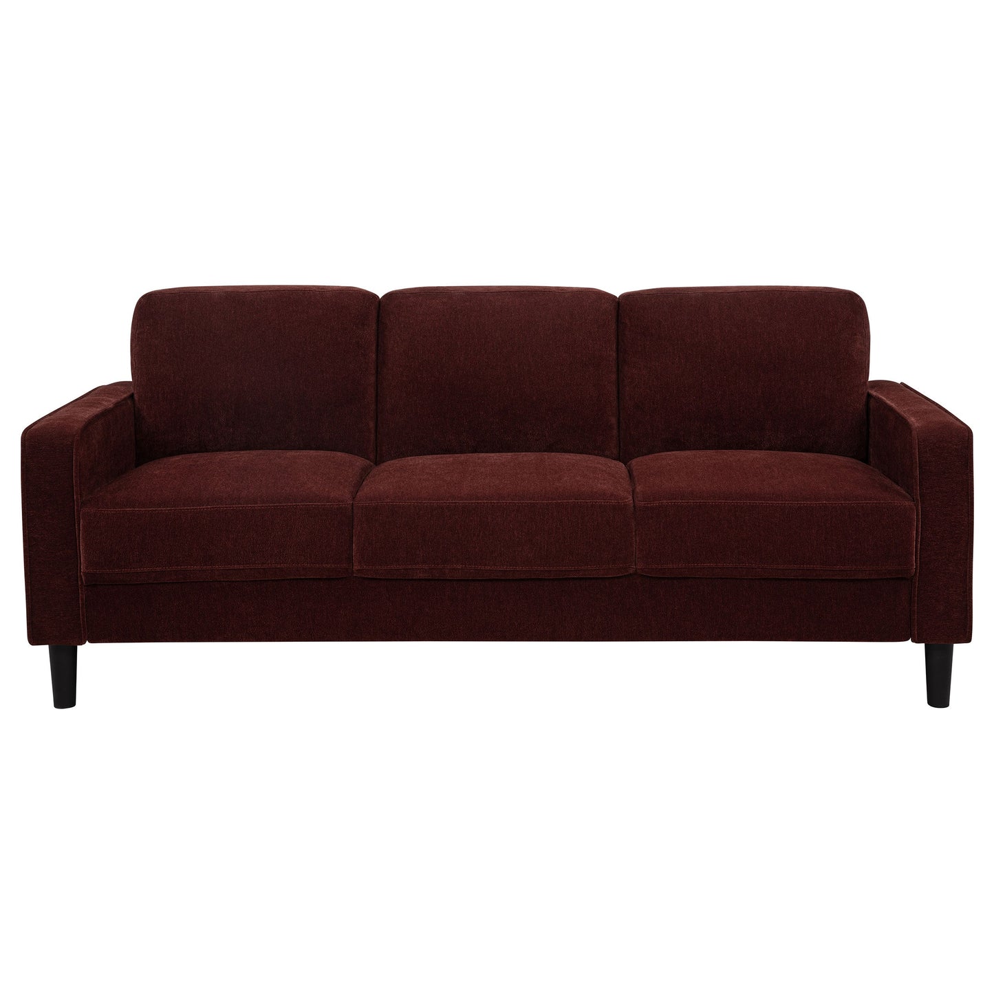 Canapé Ruth 77 pouces avec accoudoirs droits et rembourré en tissu rouge rouille