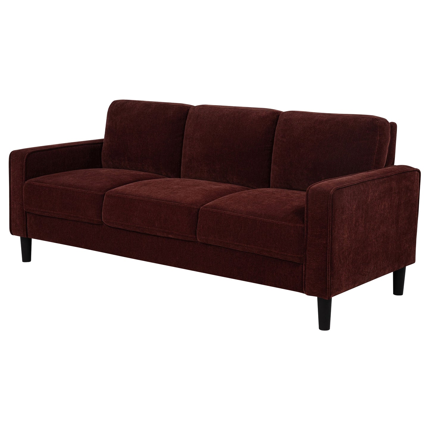 Canapé Ruth 77 pouces avec accoudoirs droits et rembourré en tissu rouge rouille