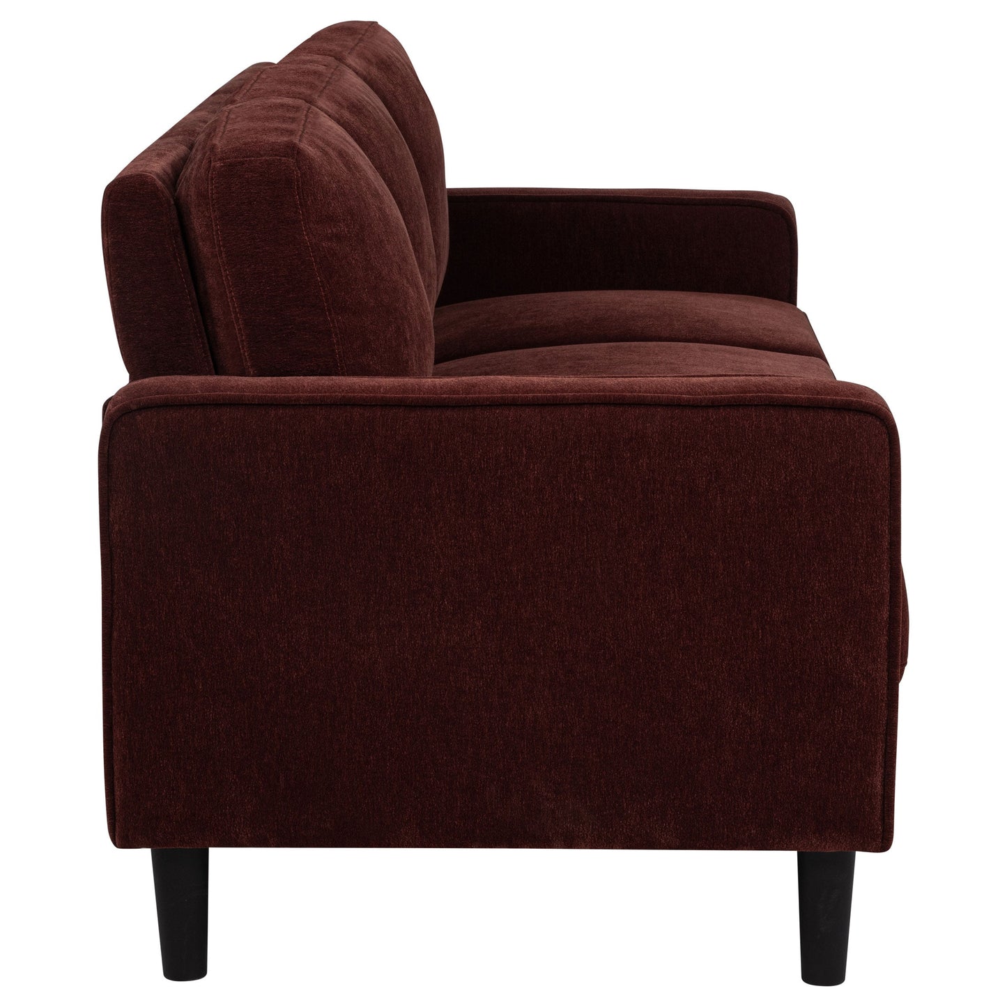 Canapé Ruth 77 pouces avec accoudoirs droits et rembourré en tissu rouge rouille