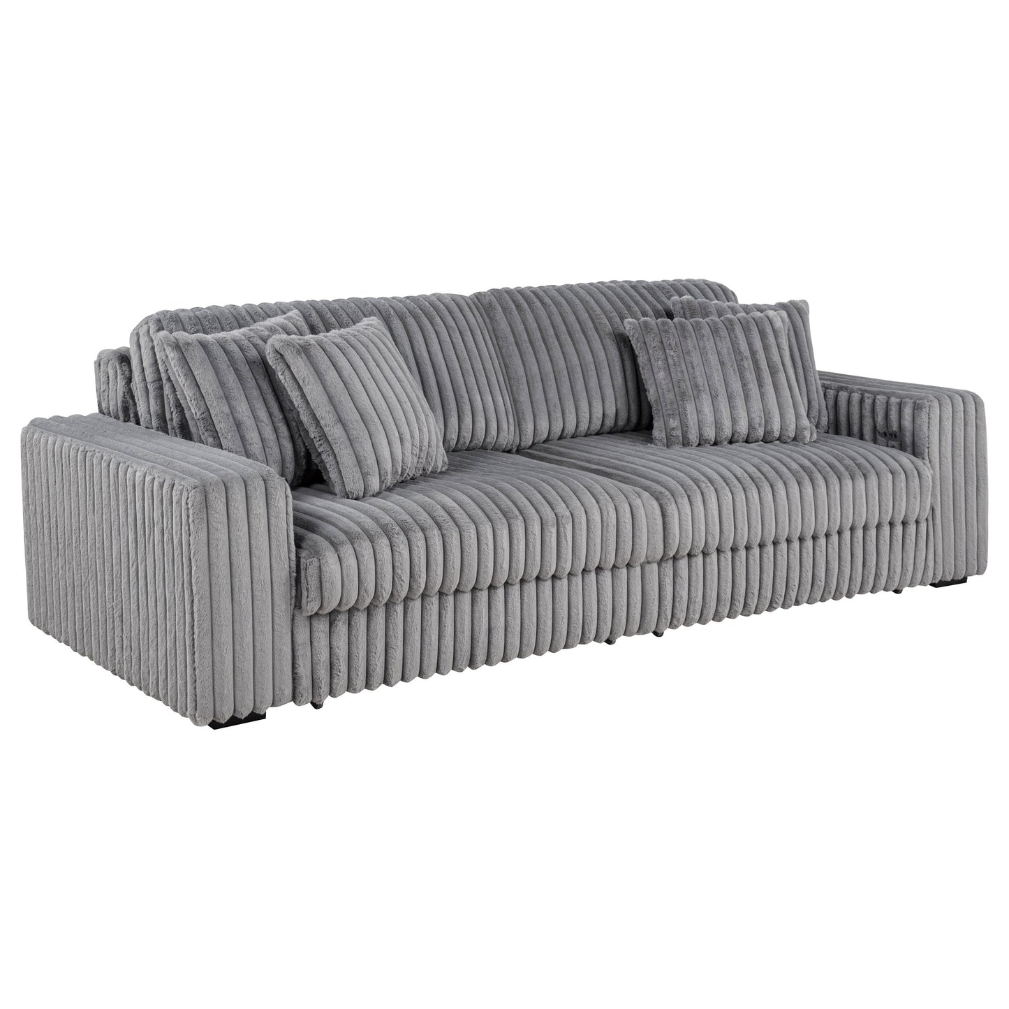 Canapé méridienne double électrique rembourré en velours côtelé Jacana, gris