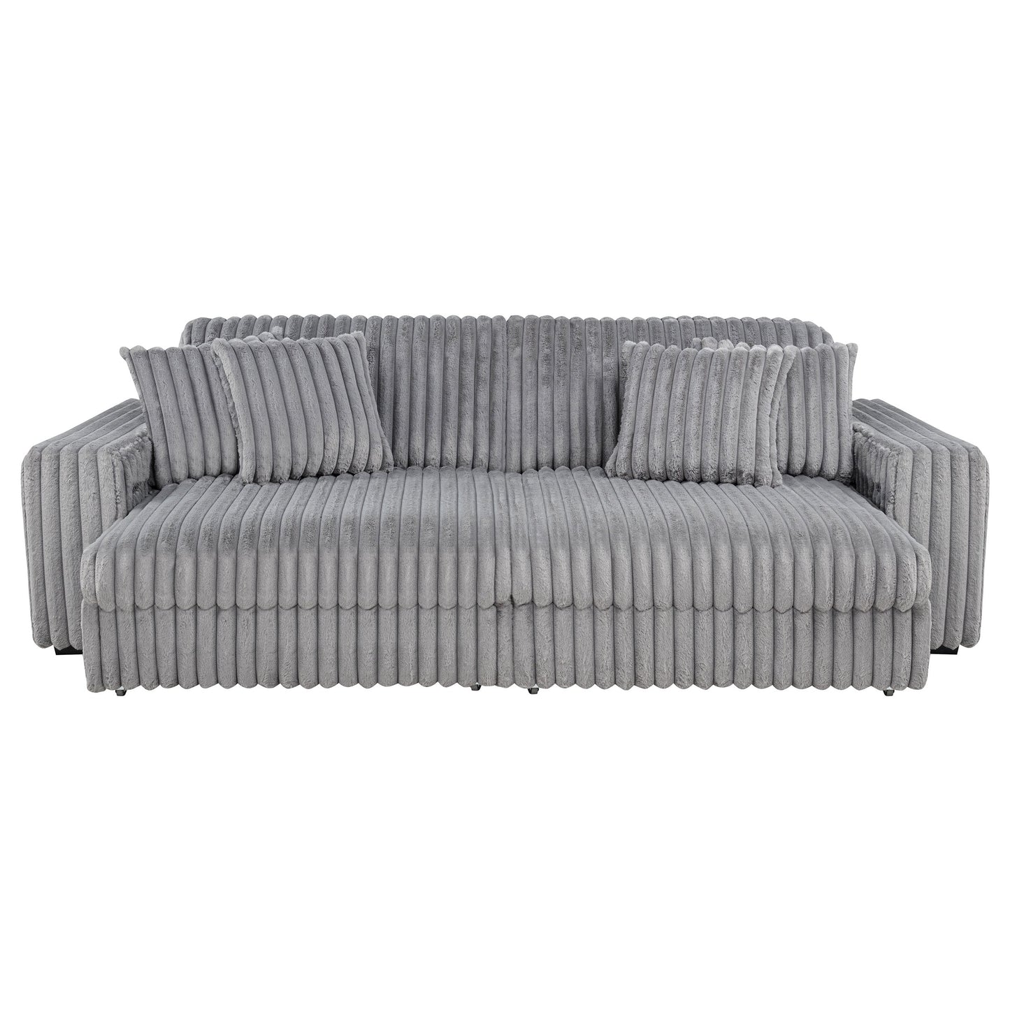 Canapé méridienne double électrique rembourré en velours côtelé Jacana, gris