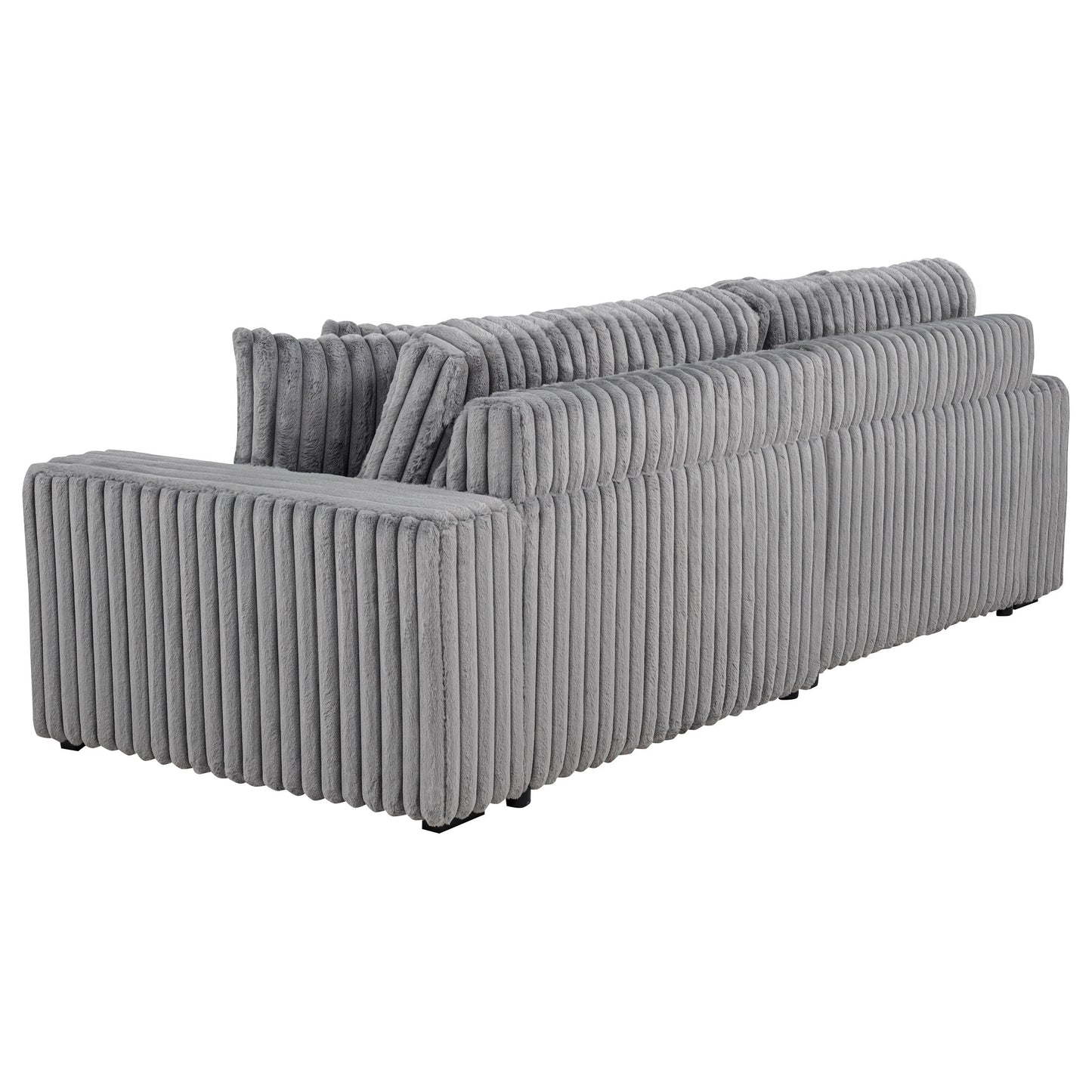 Canapé méridienne double électrique rembourré en velours côtelé Jacana, gris