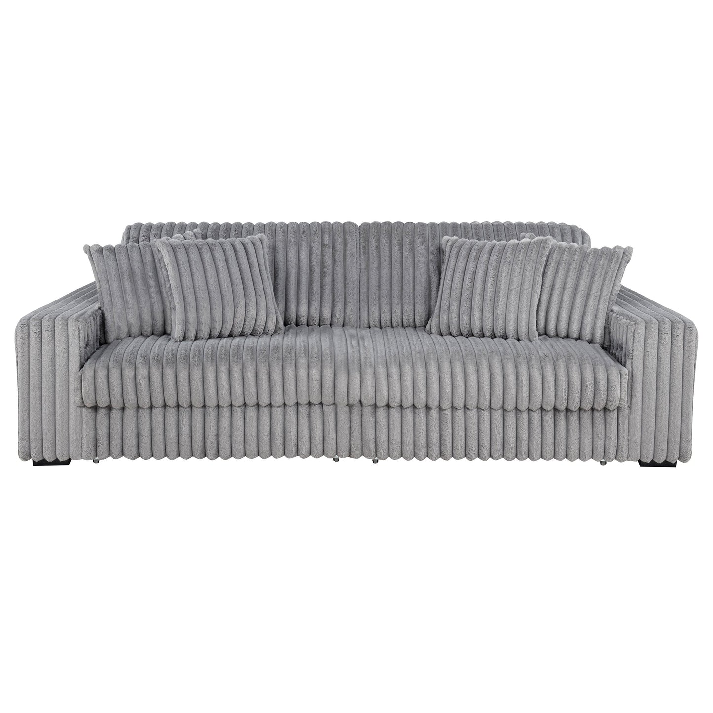 Canapé méridienne double électrique rembourré en velours côtelé Jacana, gris