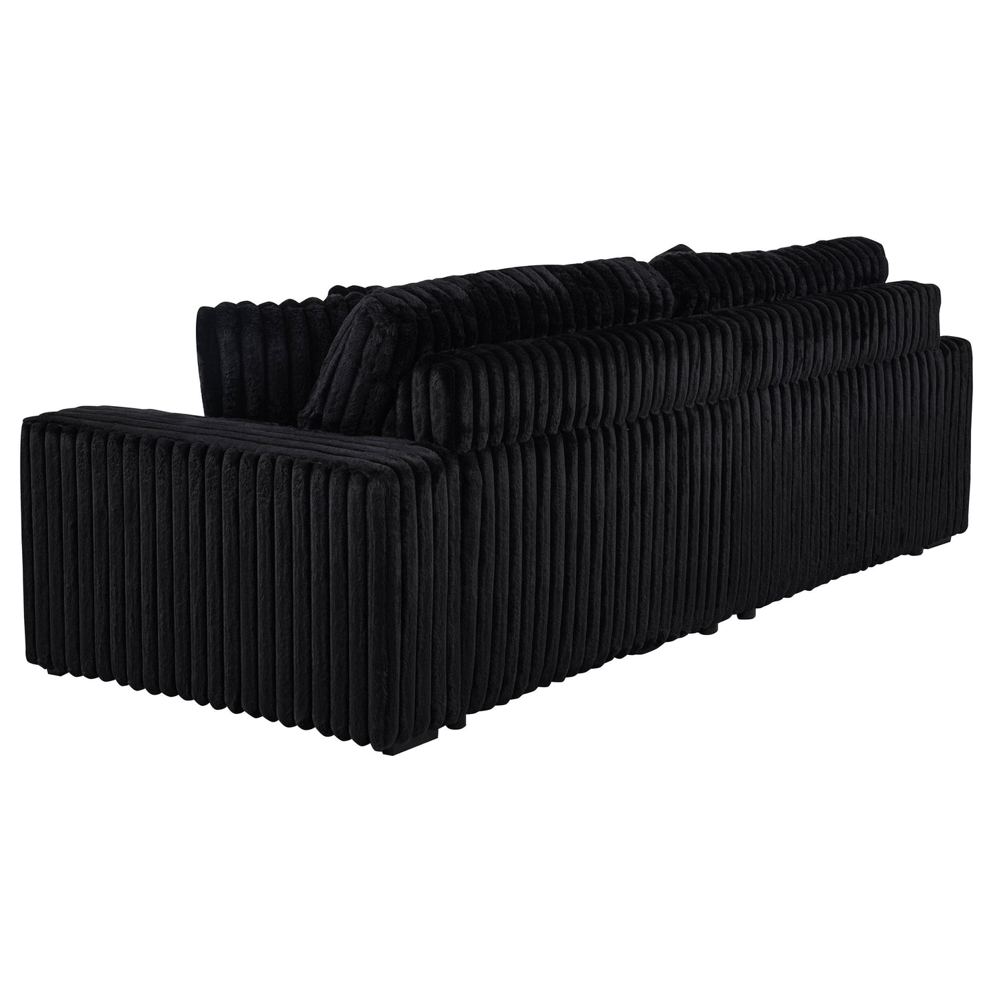 Canapé méridienne double électrique rembourré en velours côtelé Jacana noir