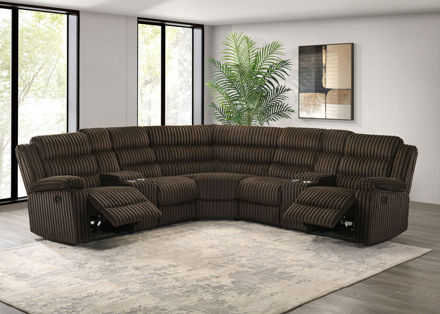 Canapé sectionnel inclinable rembourré Atkinson Chocolat
