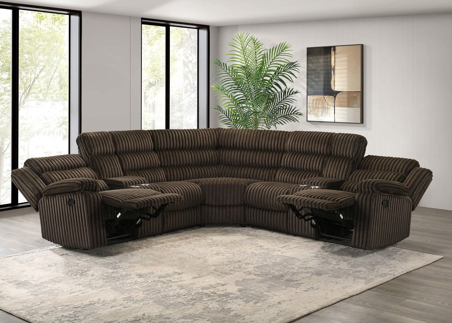 Canapé sectionnel inclinable rembourré Atkinson Chocolat