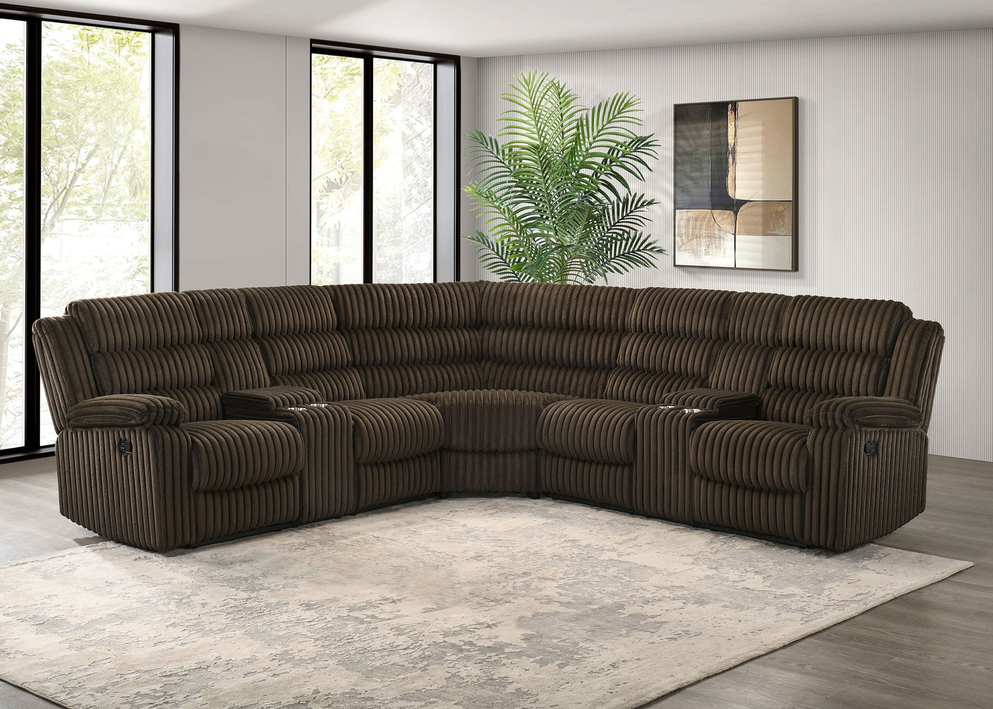 Canapé sectionnel inclinable rembourré Atkinson Chocolat