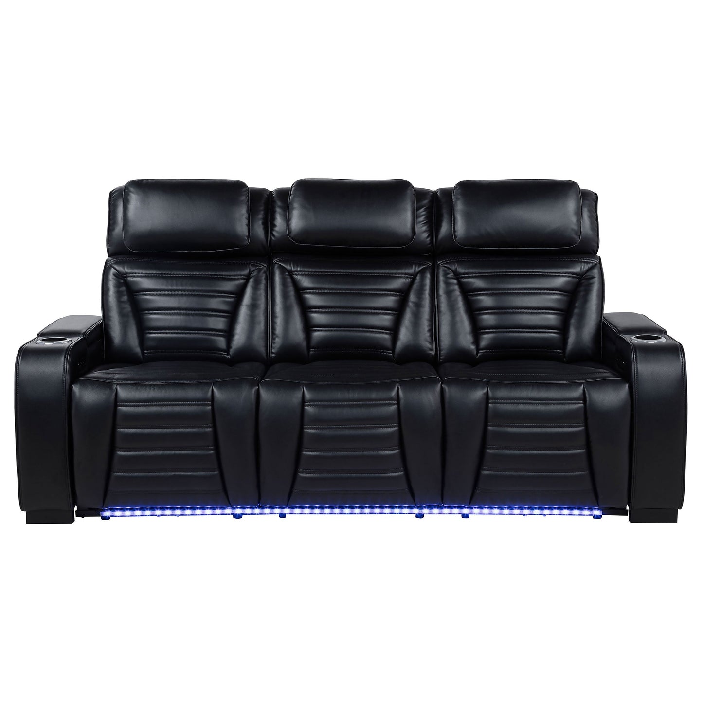 Canapé inclinable à LED en similicuir Zuma, double alimentation, noir