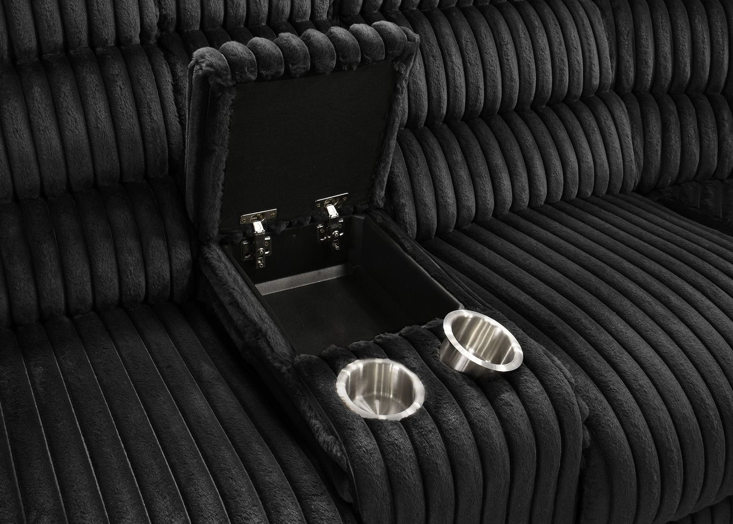 Canapé sectionnel inclinable rembourré Atkinson noir