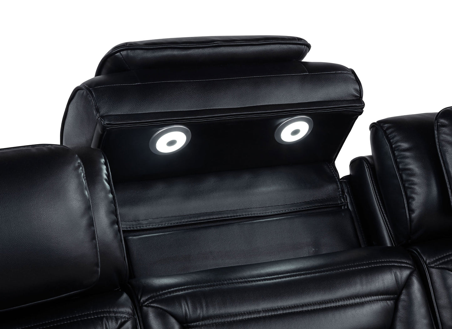 Canapé-causeuse inclinable à LED en similicuir Zuma, noir