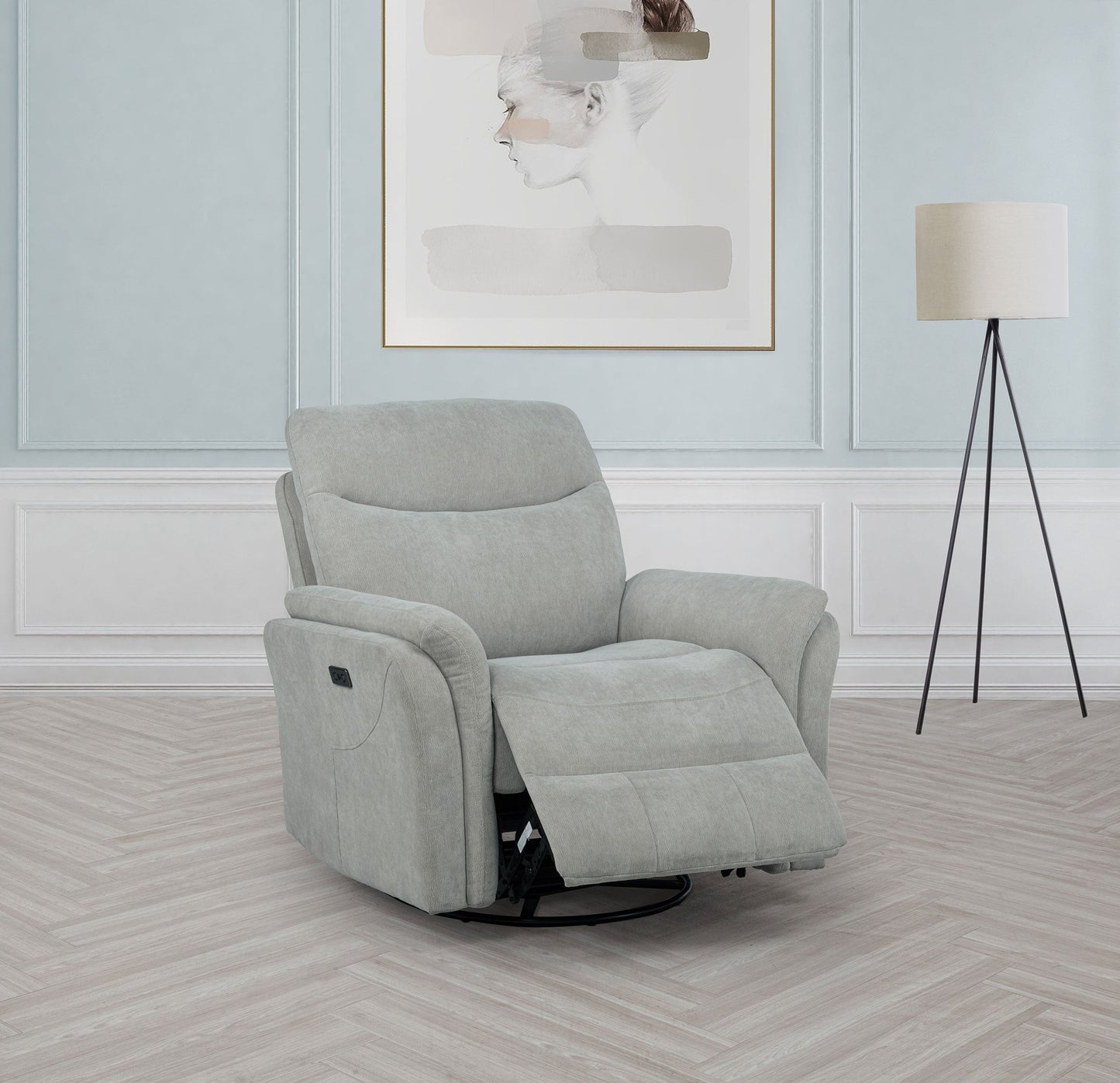Fauteuil inclinable pivotant électrique rembourré Adler Ivoire
