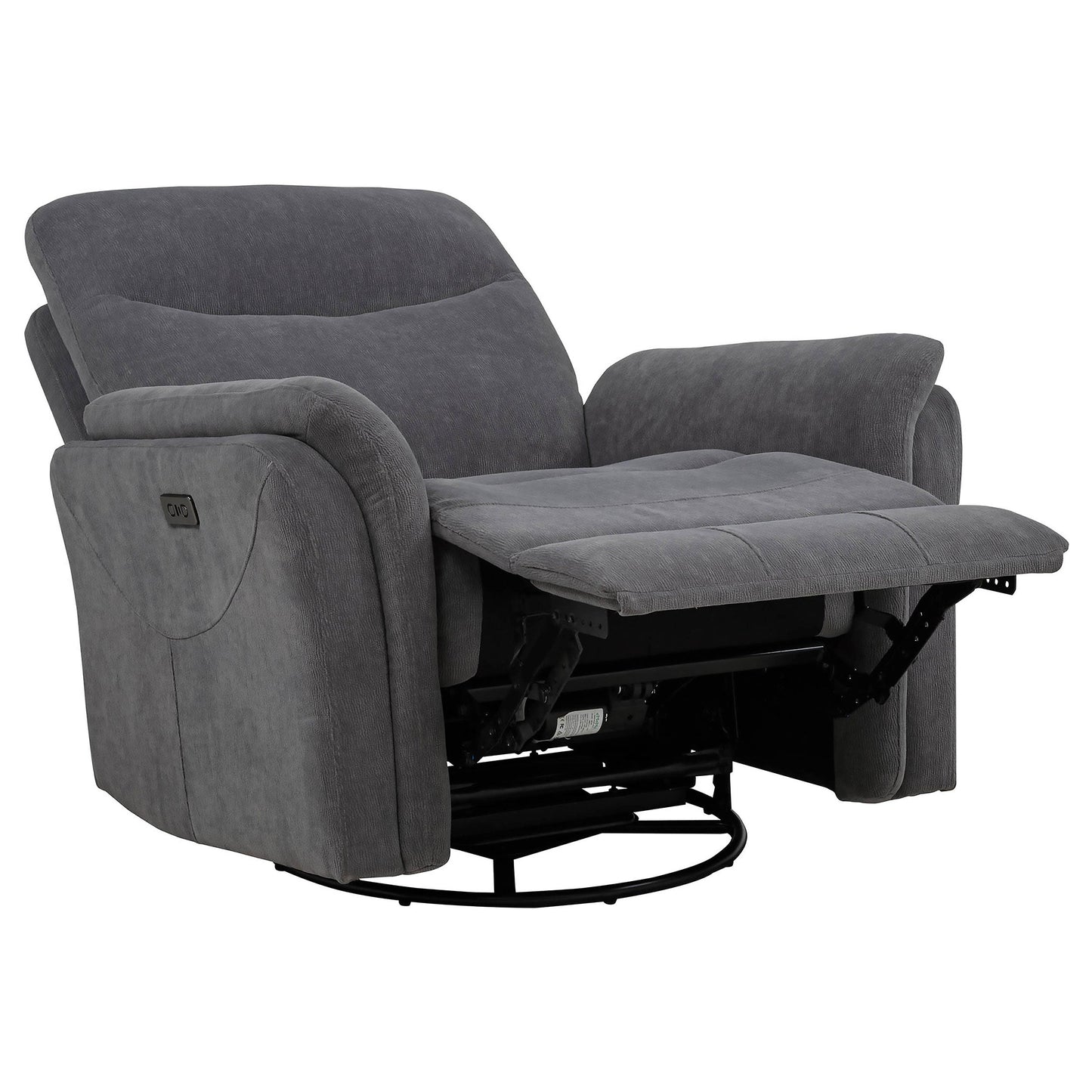 Fauteuil inclinable pivotant et électrique rembourré Adler, gris anthracite