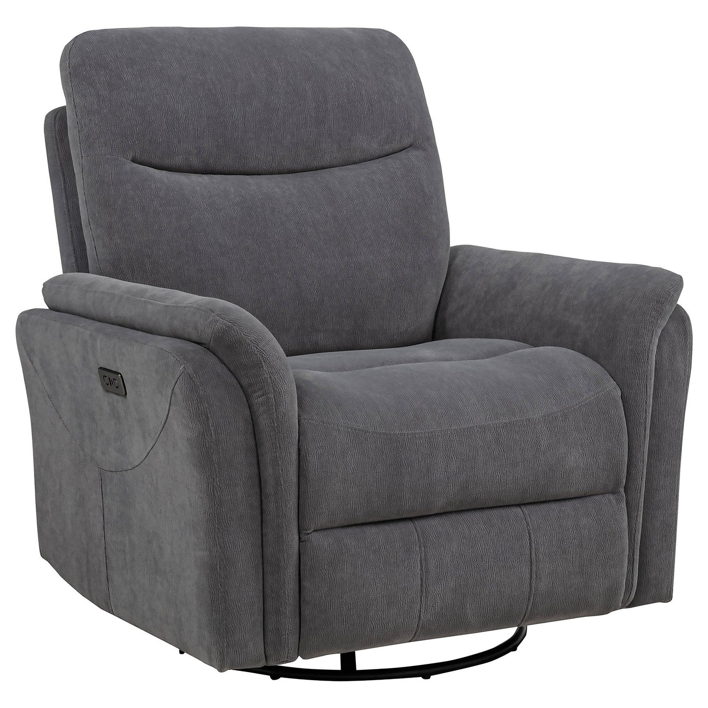 Fauteuil inclinable pivotant et électrique rembourré Adler, gris anthracite