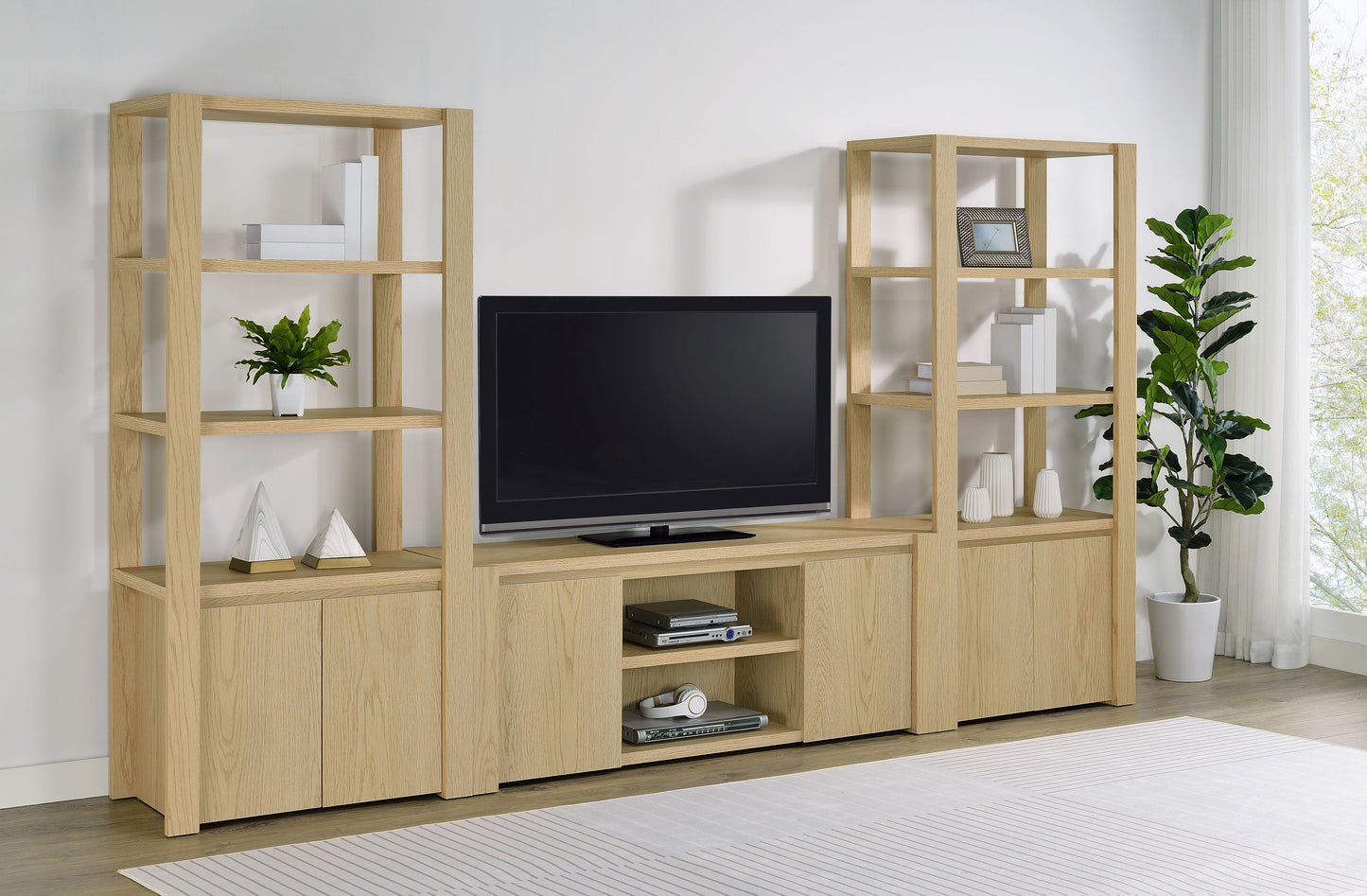 Meuble TV Laurelton 60 pouces à 2 portes, console multimédia, chêne clair
