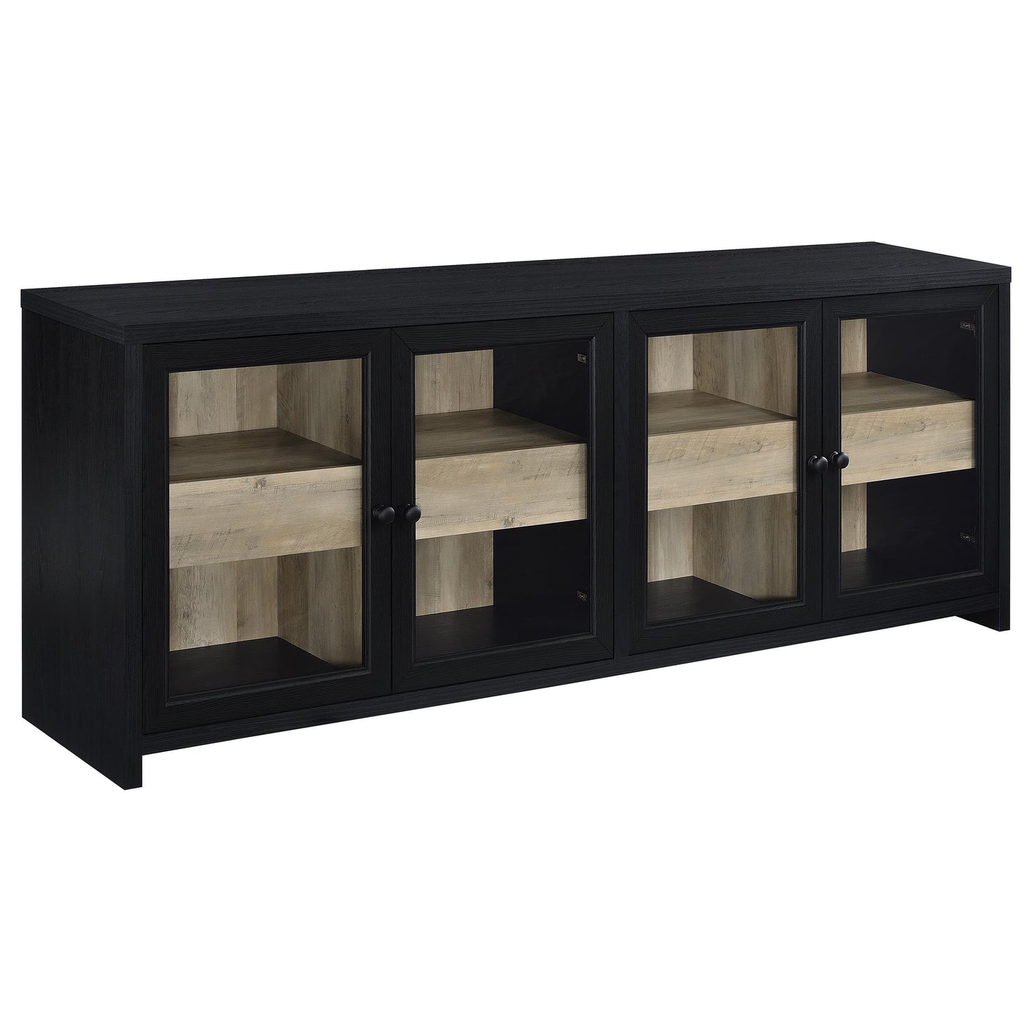 Meuble TV 4 portes Denison 79 pouces, console multimédia, noir