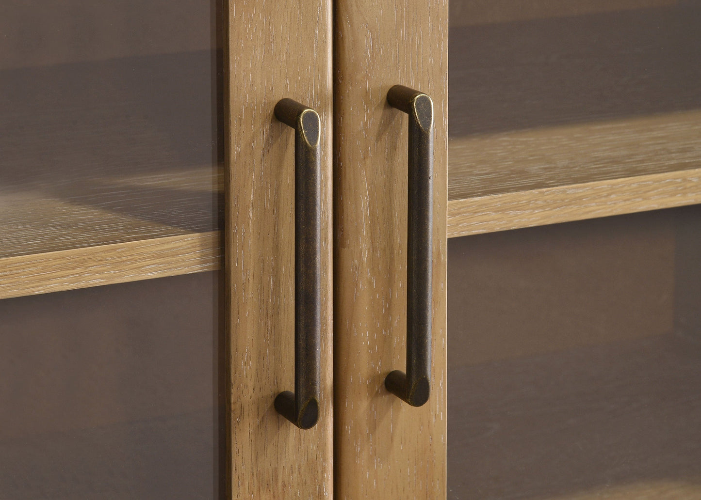 Meuble TV 4 portes Brenham 79 pouces, console multimédia, chêne clair