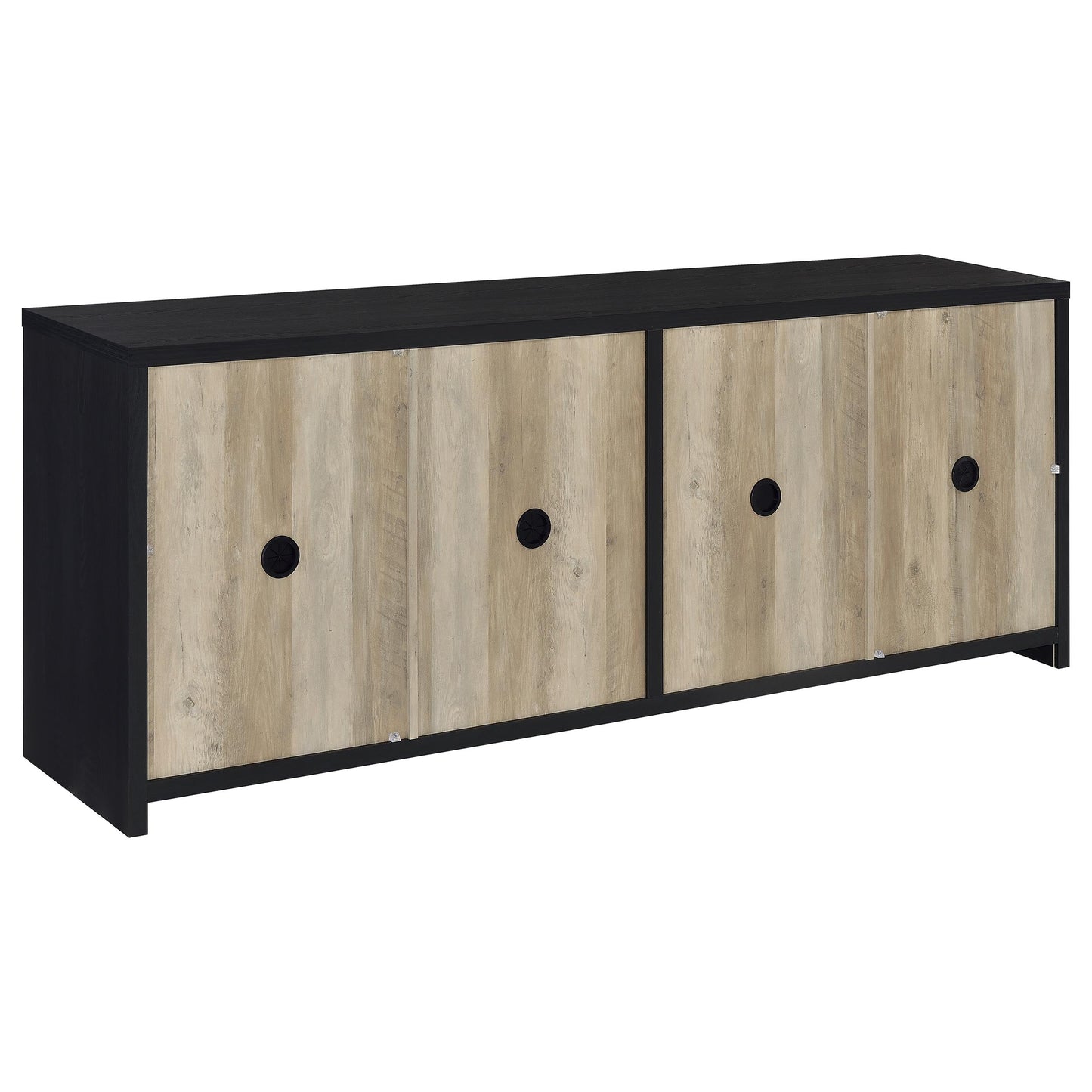 Meuble TV 4 portes Denison 79 pouces, console multimédia, noir
