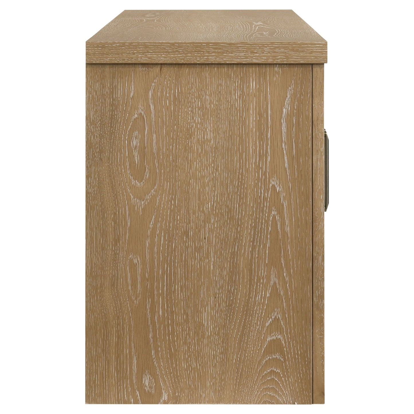 Meuble TV 4 portes Brenham 79 pouces, console multimédia, chêne clair