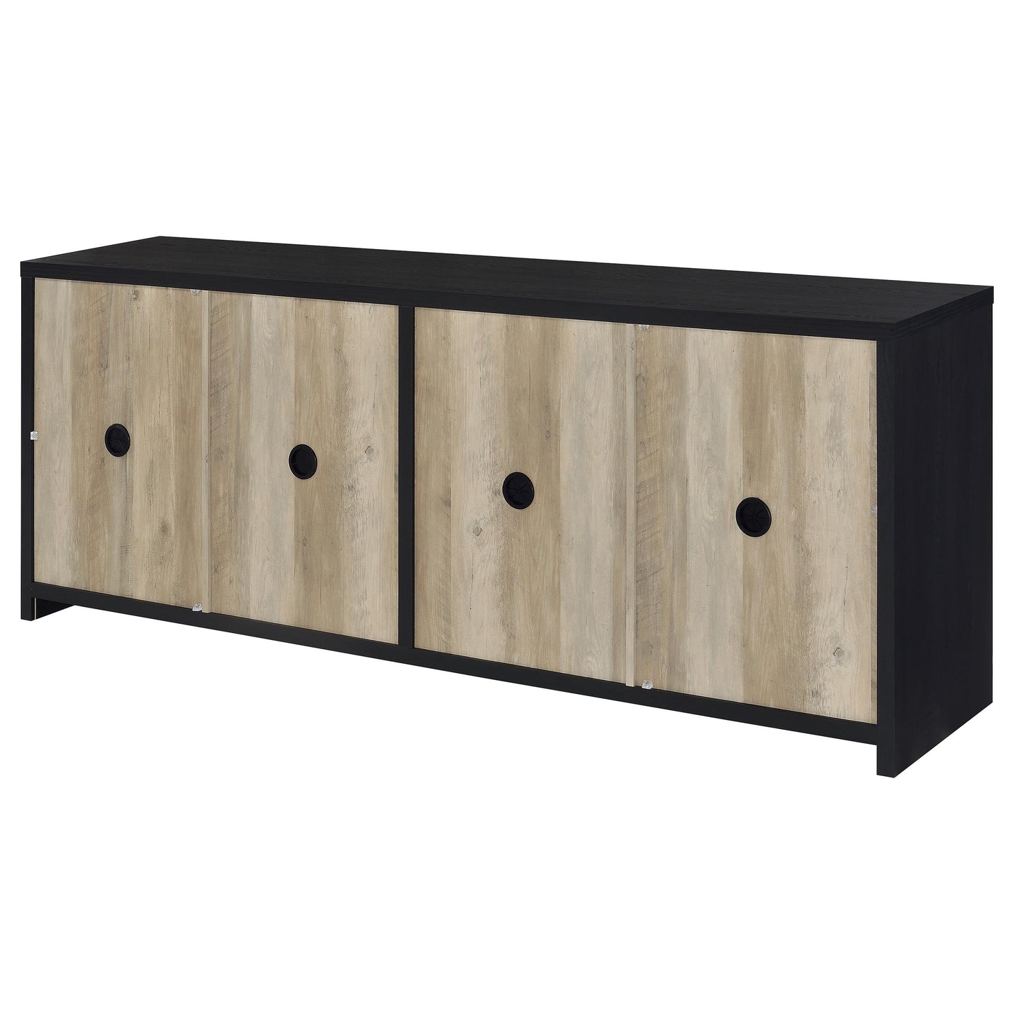 Meuble TV 4 portes Denison 79 pouces, console multimédia, noir