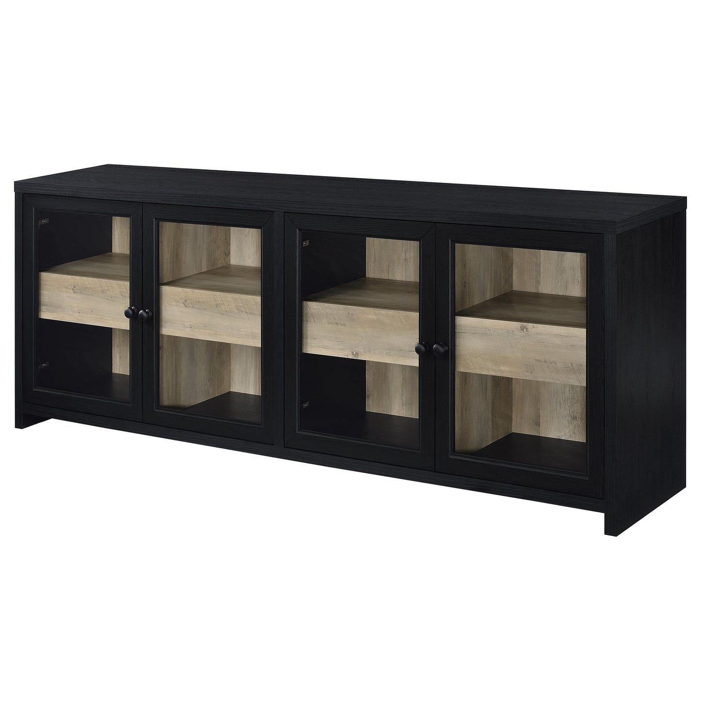 Meuble TV 4 portes Denison 79 pouces, console multimédia, noir