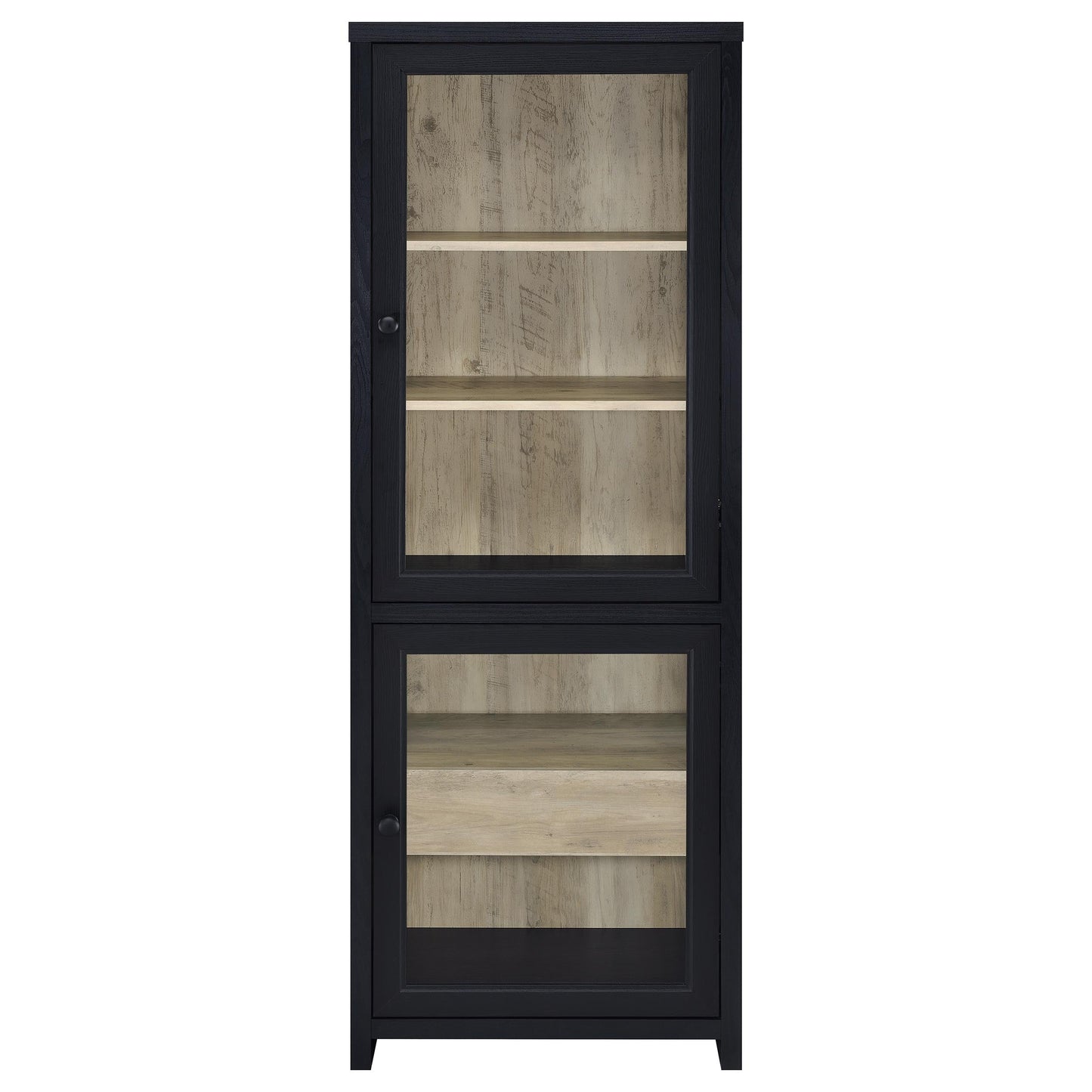 Meuble de rangement multimédia Denison 67 pouces à 2 portes, noir