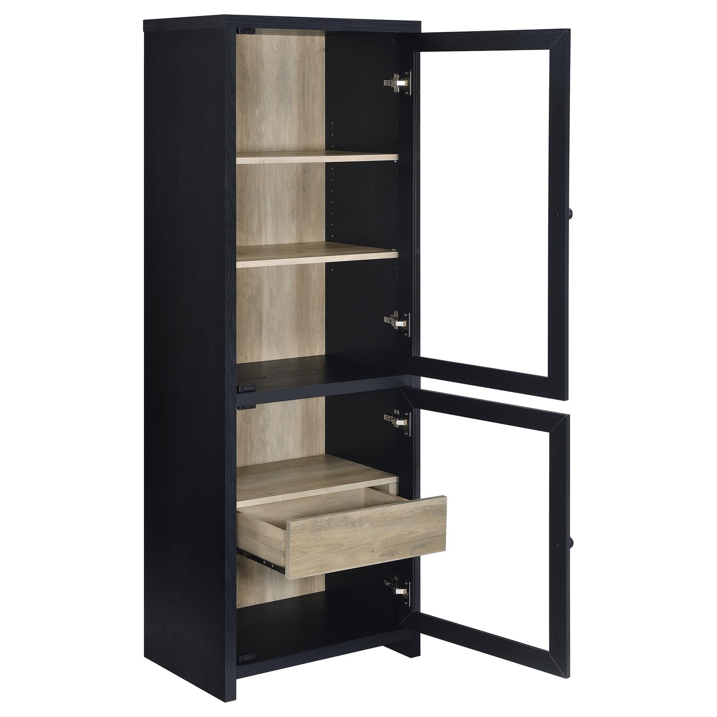 Meuble de rangement multimédia Denison 67 pouces à 2 portes, noir