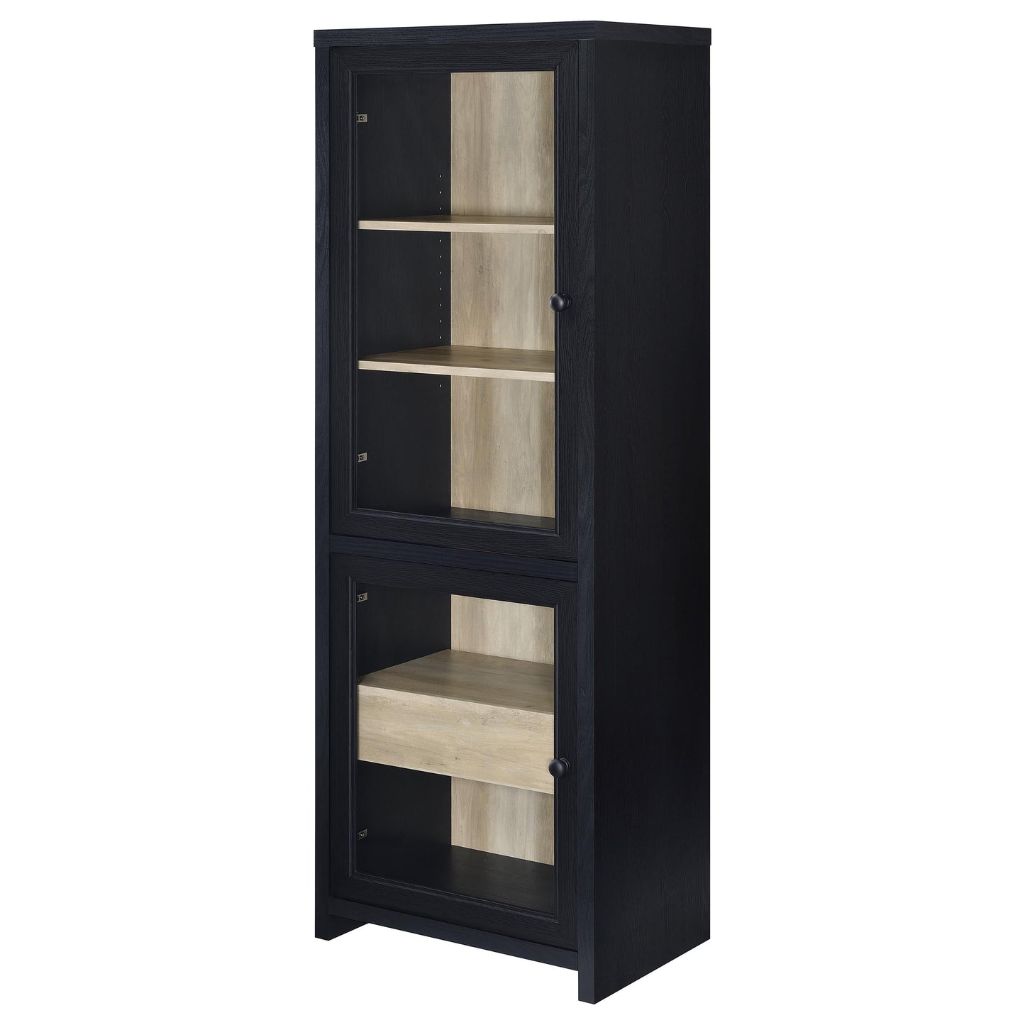 Meuble de rangement multimédia Denison 67 pouces à 2 portes, noir