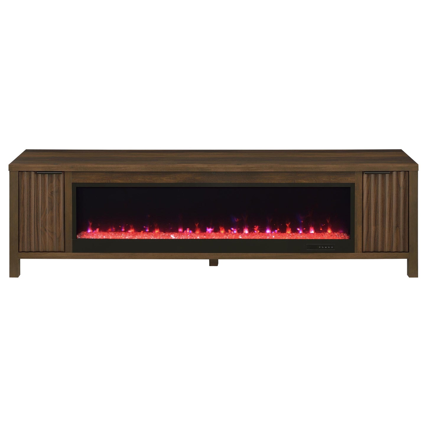 Meuble TV Carey 79 pouces avec cheminée et console multimédia en pin foncé