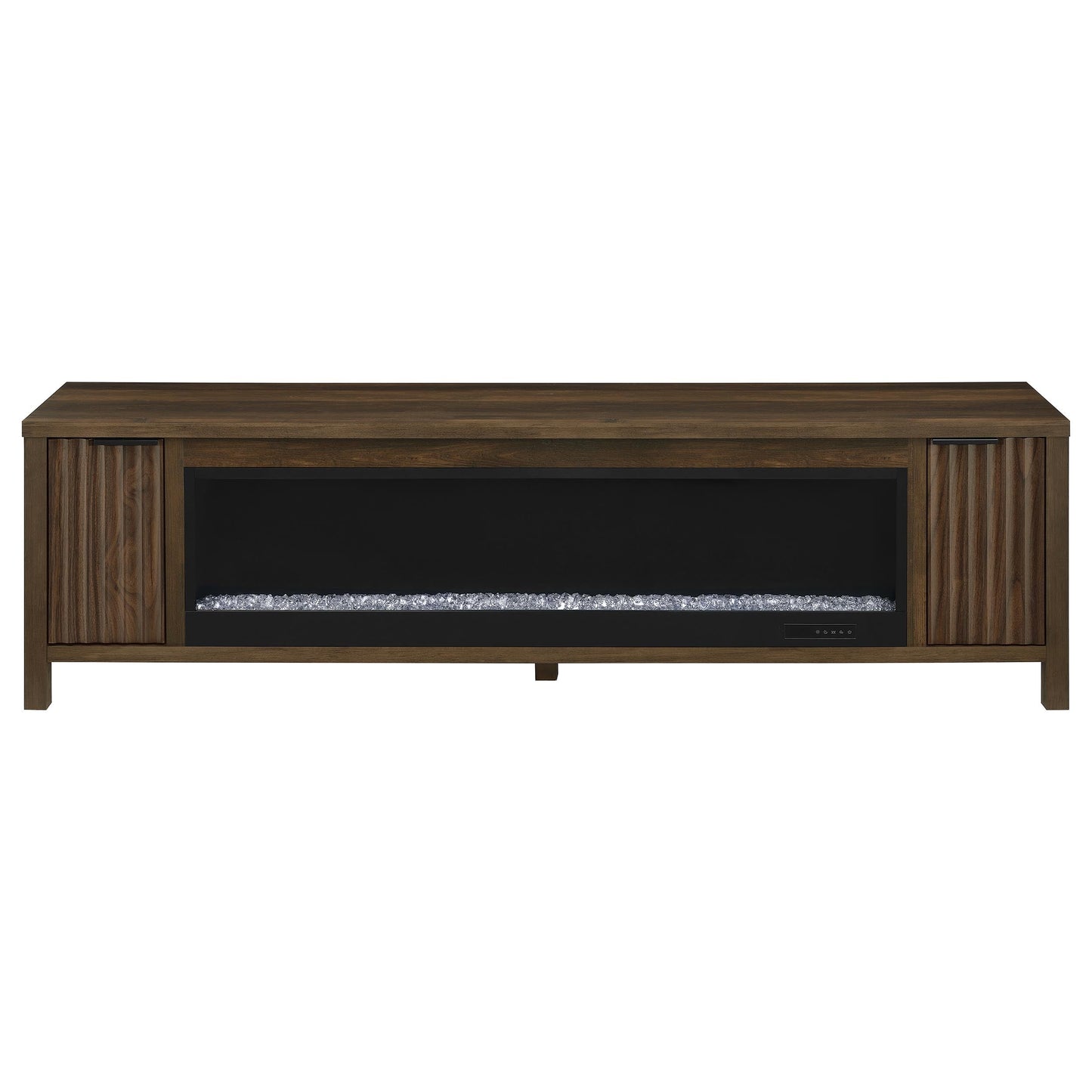 Meuble TV Carey 79 pouces avec cheminée et console multimédia en pin foncé