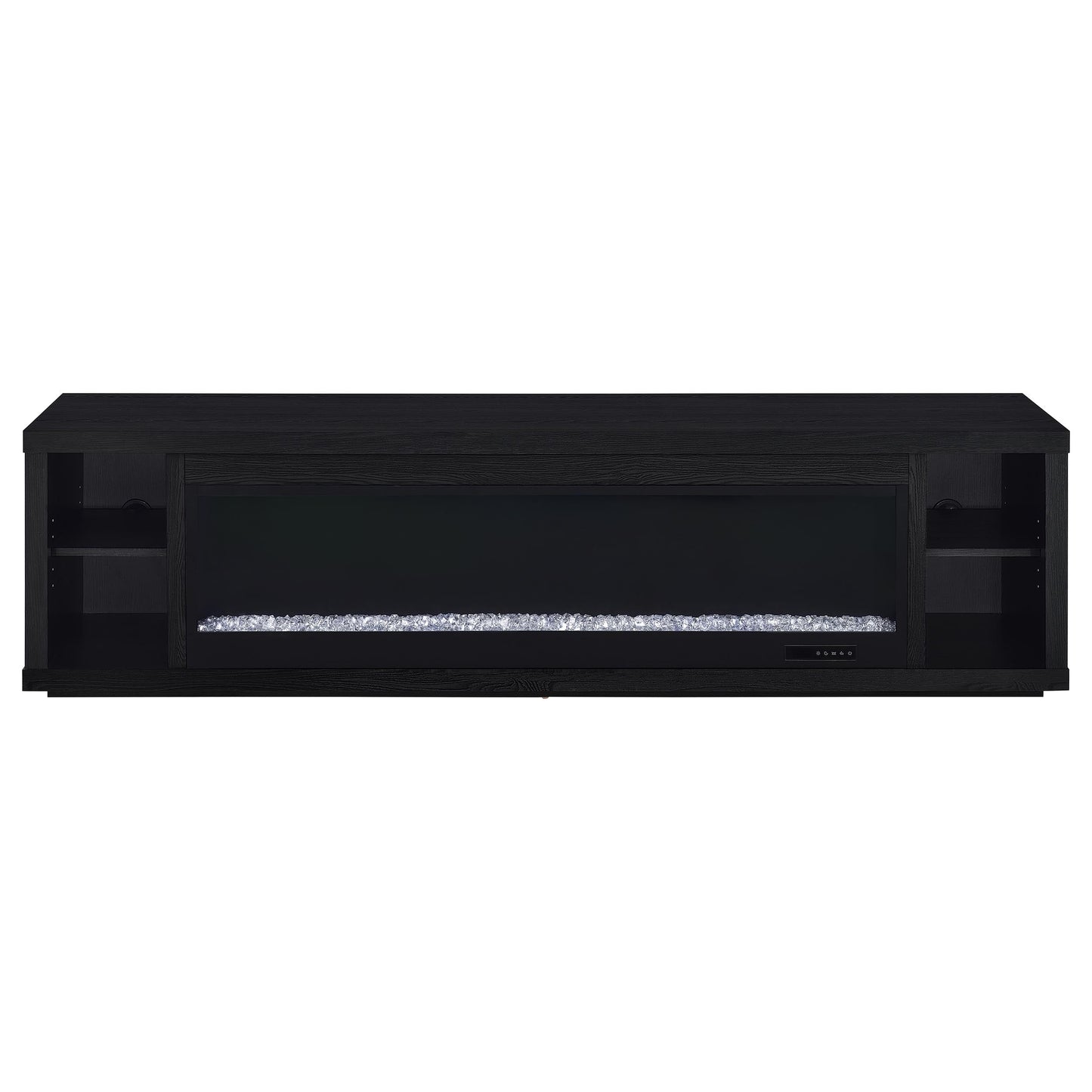 Meuble TV Deiter 79 pouces avec cheminée et console multimédia, noir