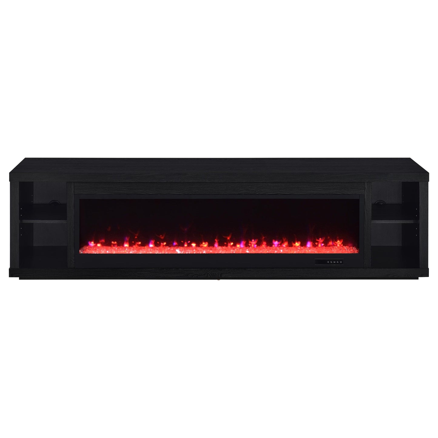 Meuble TV Deiter 79 pouces avec cheminée et console multimédia, noir