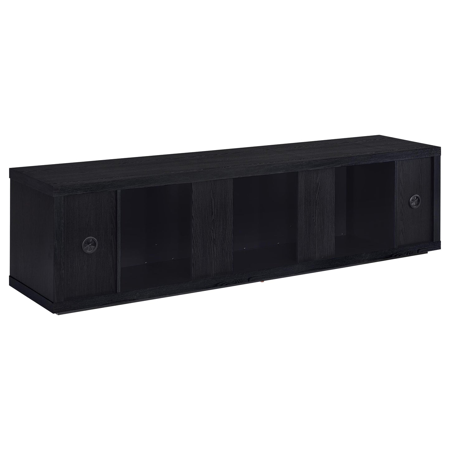 Meuble TV Deiter 79 pouces avec cheminée et console multimédia, noir