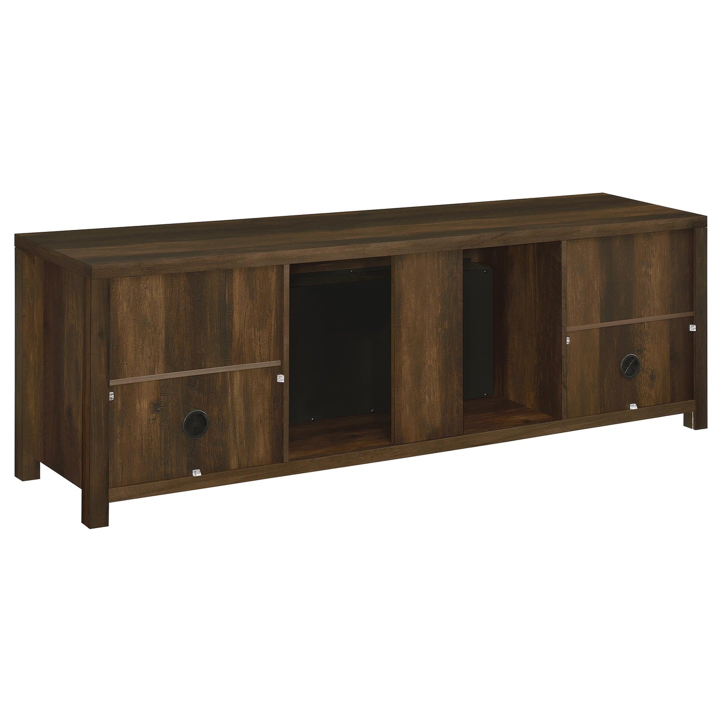 Meuble TV Enfield 71 pouces avec cheminée et console multimédia en pin foncé