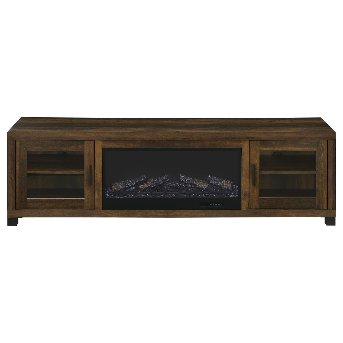 Meuble TV Havering 71 pouces avec cheminée et console multimédia en pin foncé