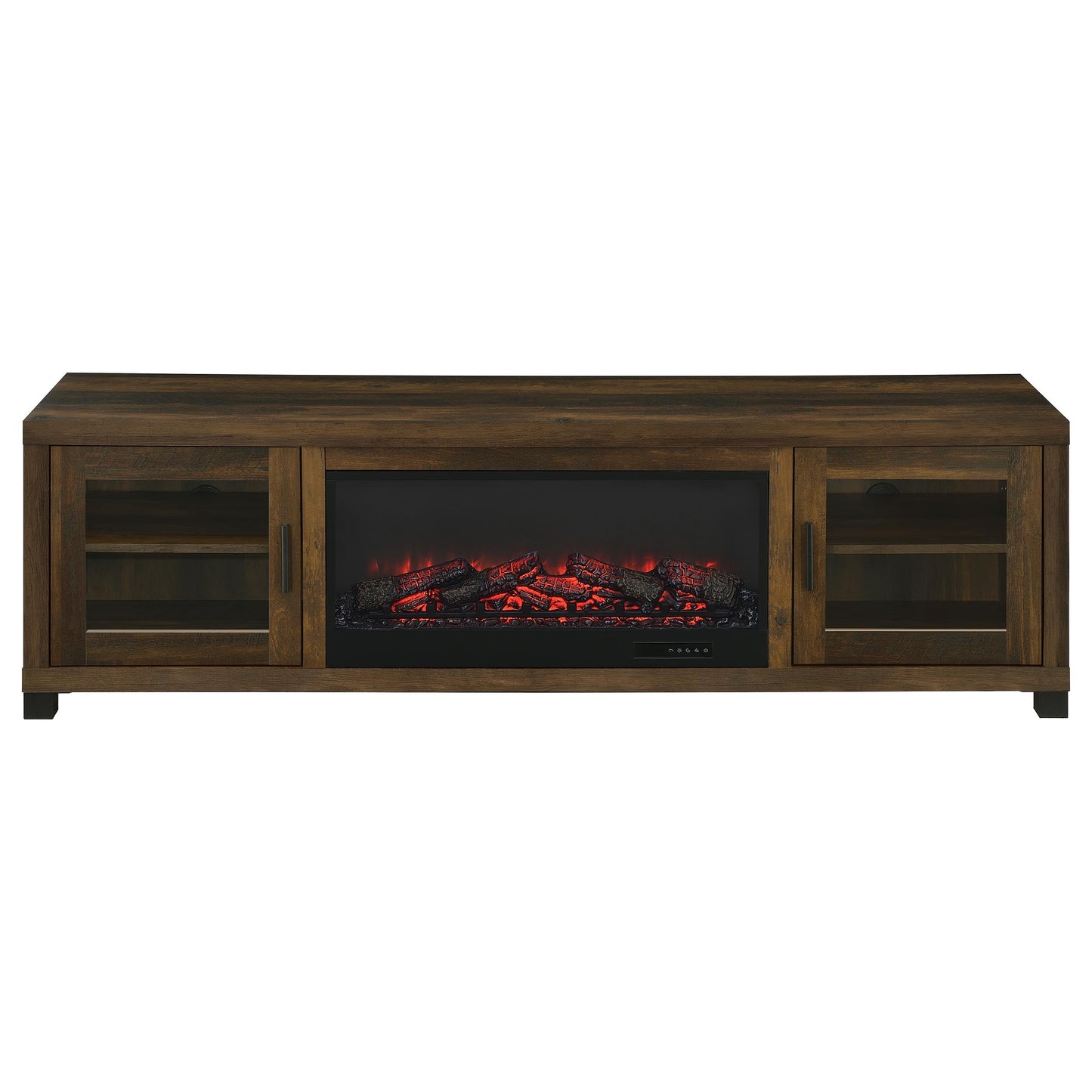 Meuble TV Havering 71 pouces avec cheminée et console multimédia en pin foncé