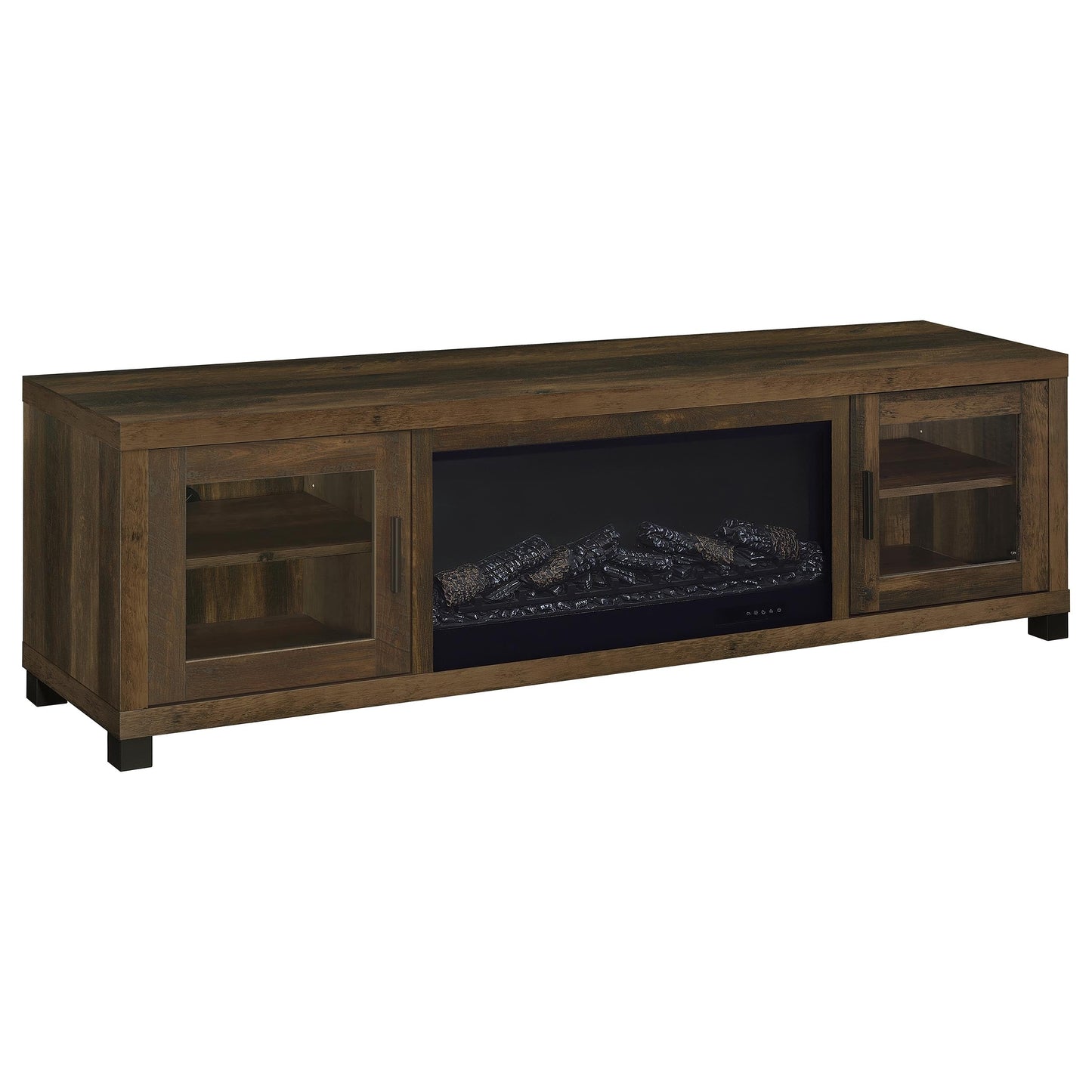 Meuble TV Havering 71 pouces avec cheminée et console multimédia en pin foncé